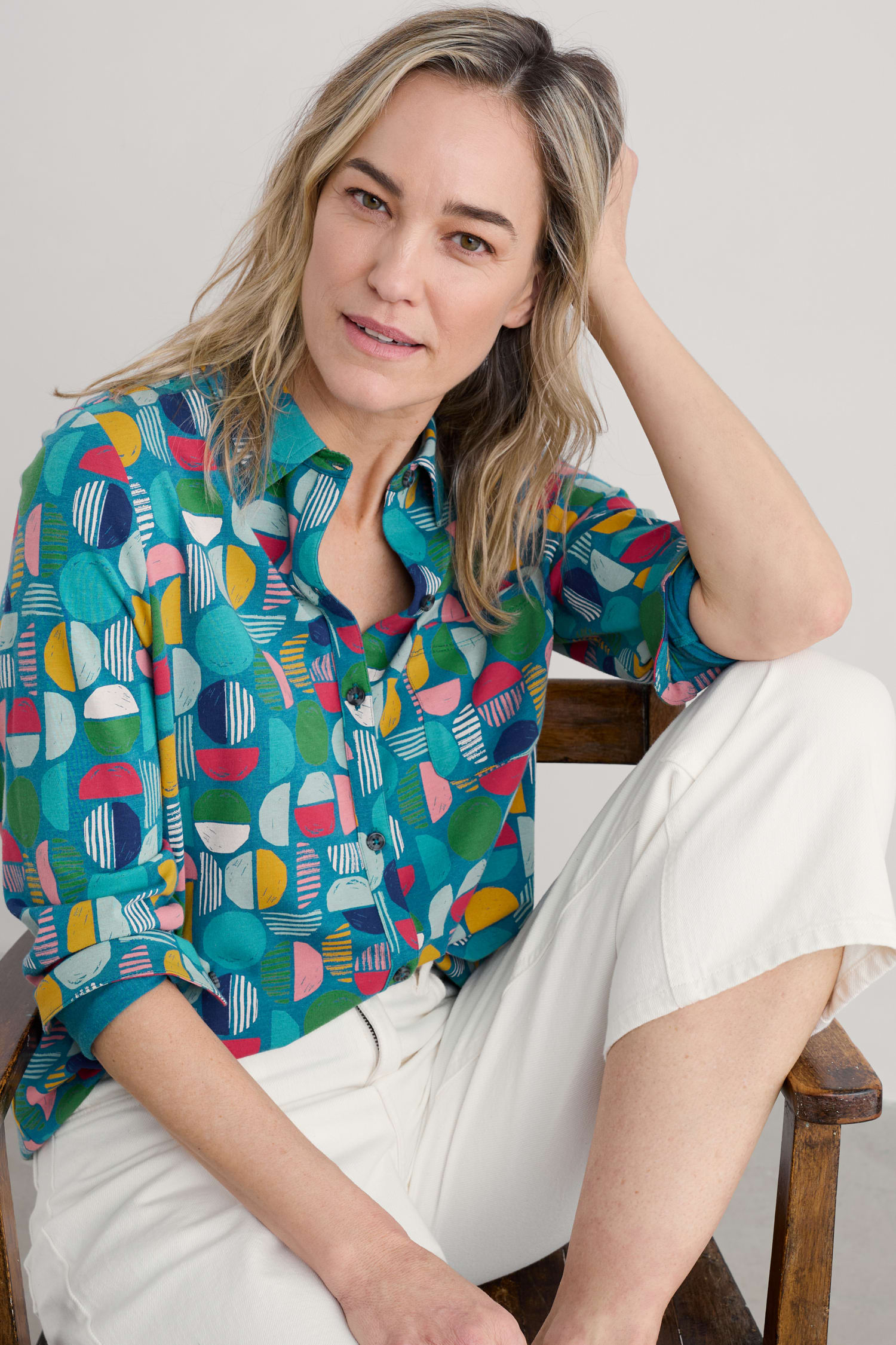 Dove Plant Jersey Button-Through Tunic