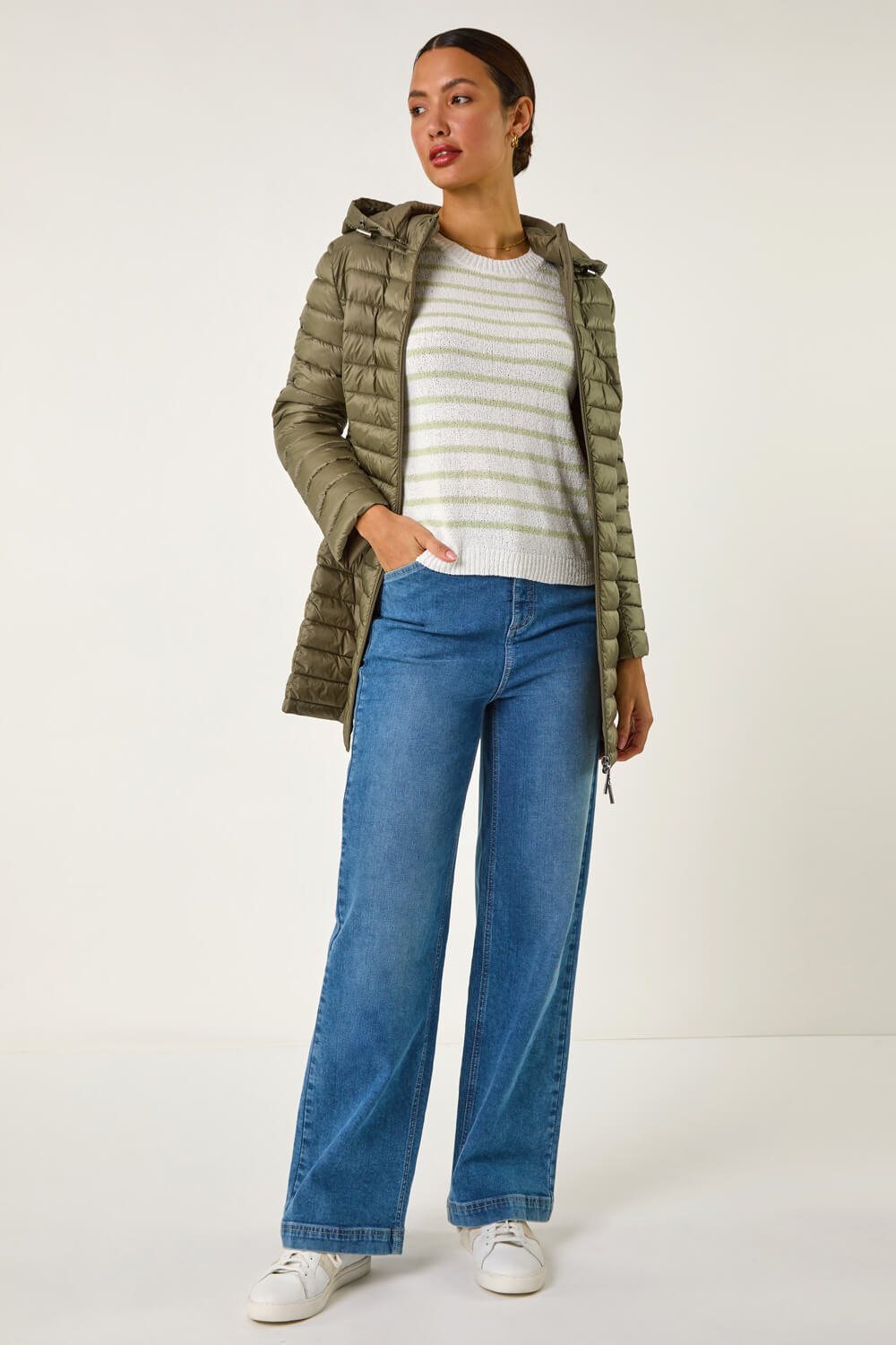 Khaki Padded Hooded Coat
