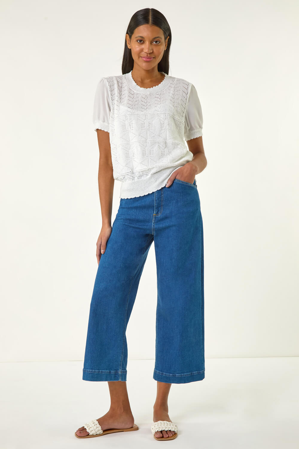 Ivory Pointelle Knit Tee