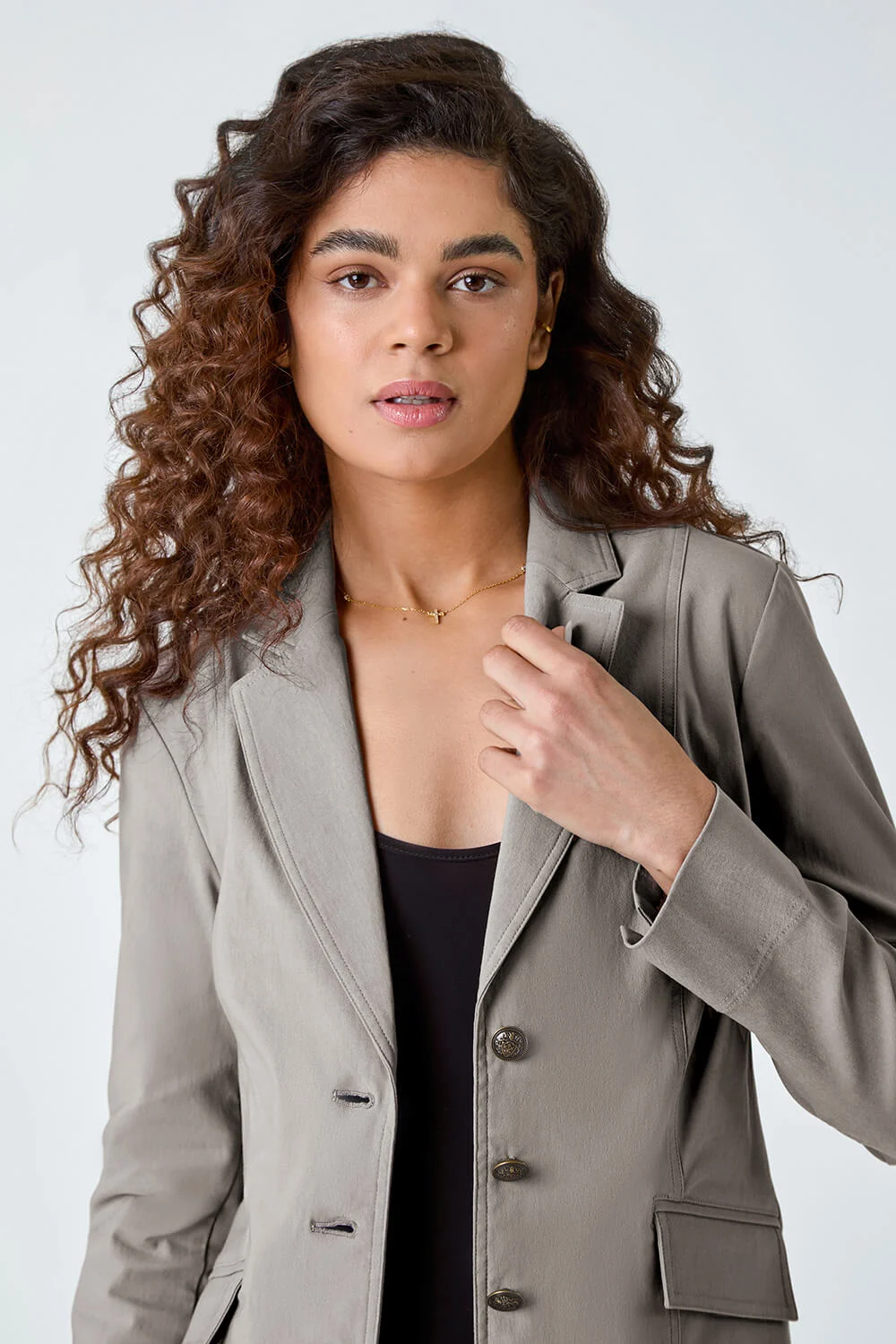 Stretch Button Detail Blazer