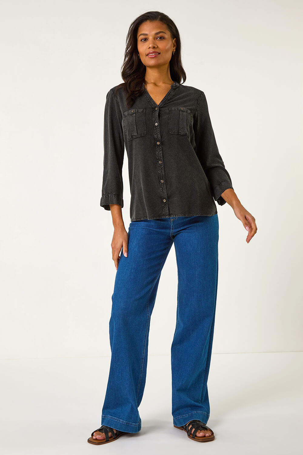 Black Buttoned Pocket Shirt
