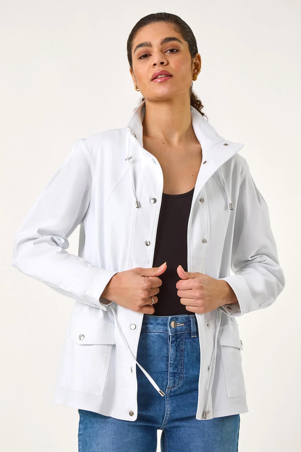White Buttoned Safari Jacket