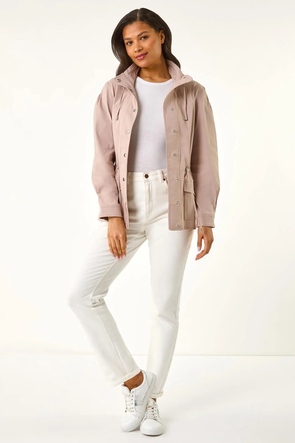 Stone Buttoned Safari Jacket