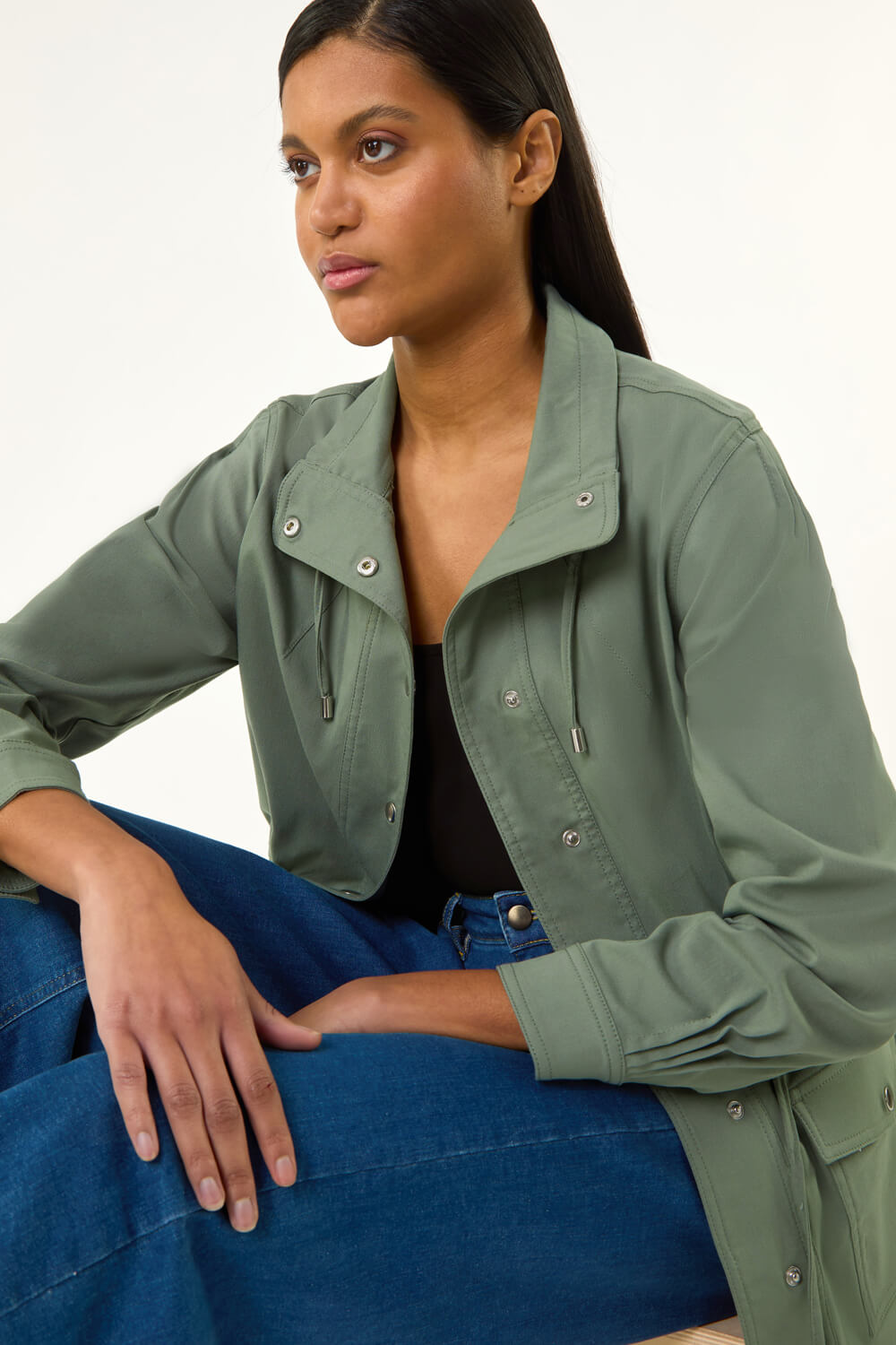 Khaki Buttoned Safari Jacket
