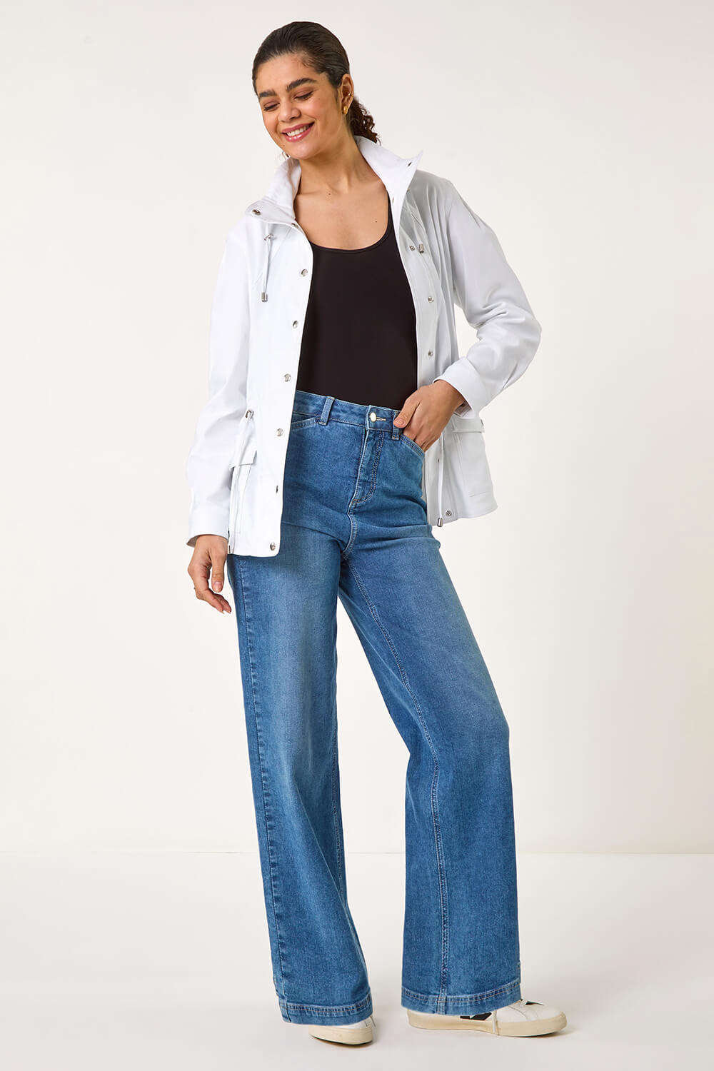 White Buttoned Safari Jacket