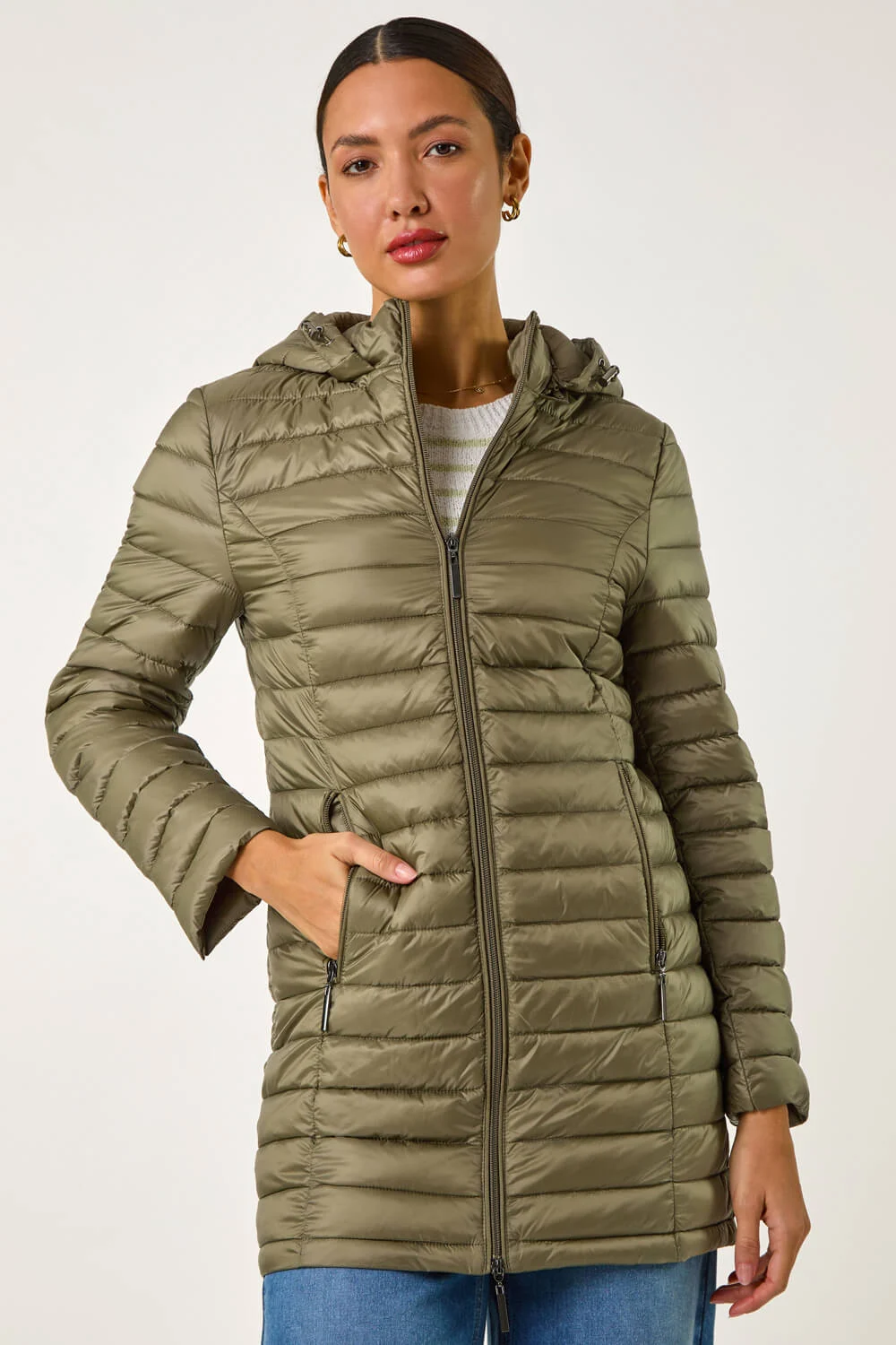 Khaki Padded Hooded Coat