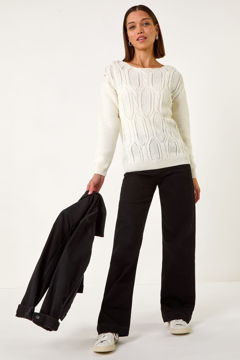 Ivory Mix Stitch Knit Jumper