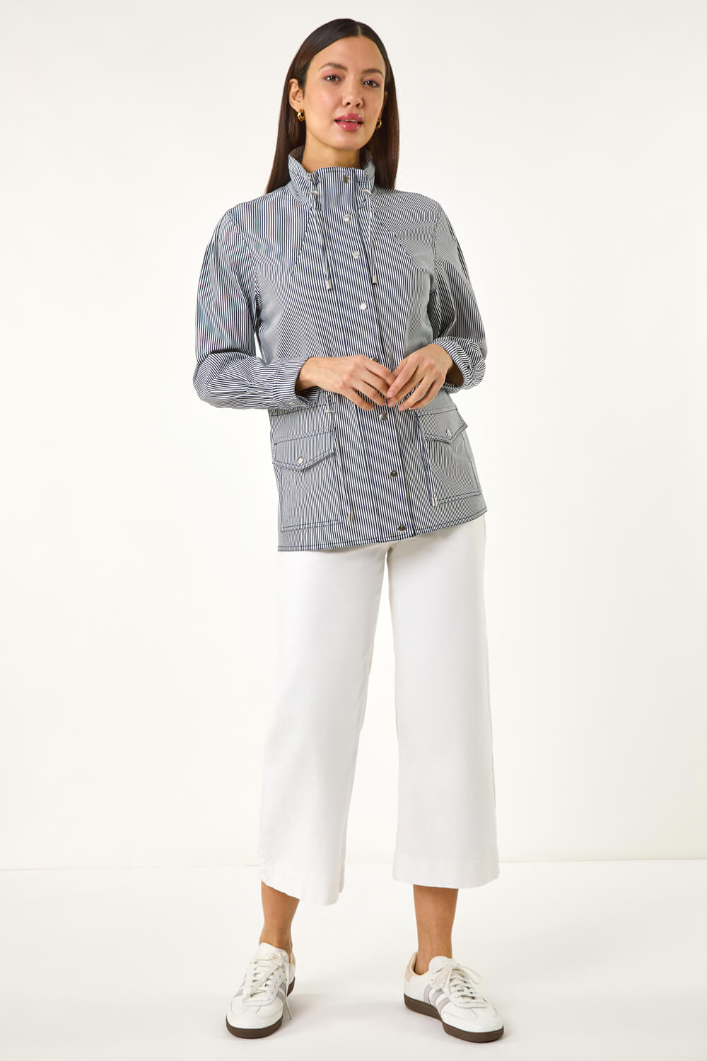 Navy Stripe Safari Jacket