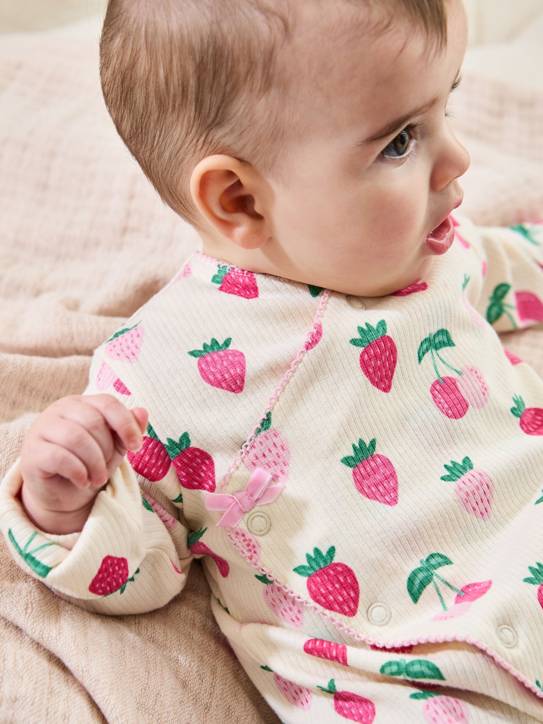 Cream Cotton Footed Cross-Over 100% Cotton Sleepsuit