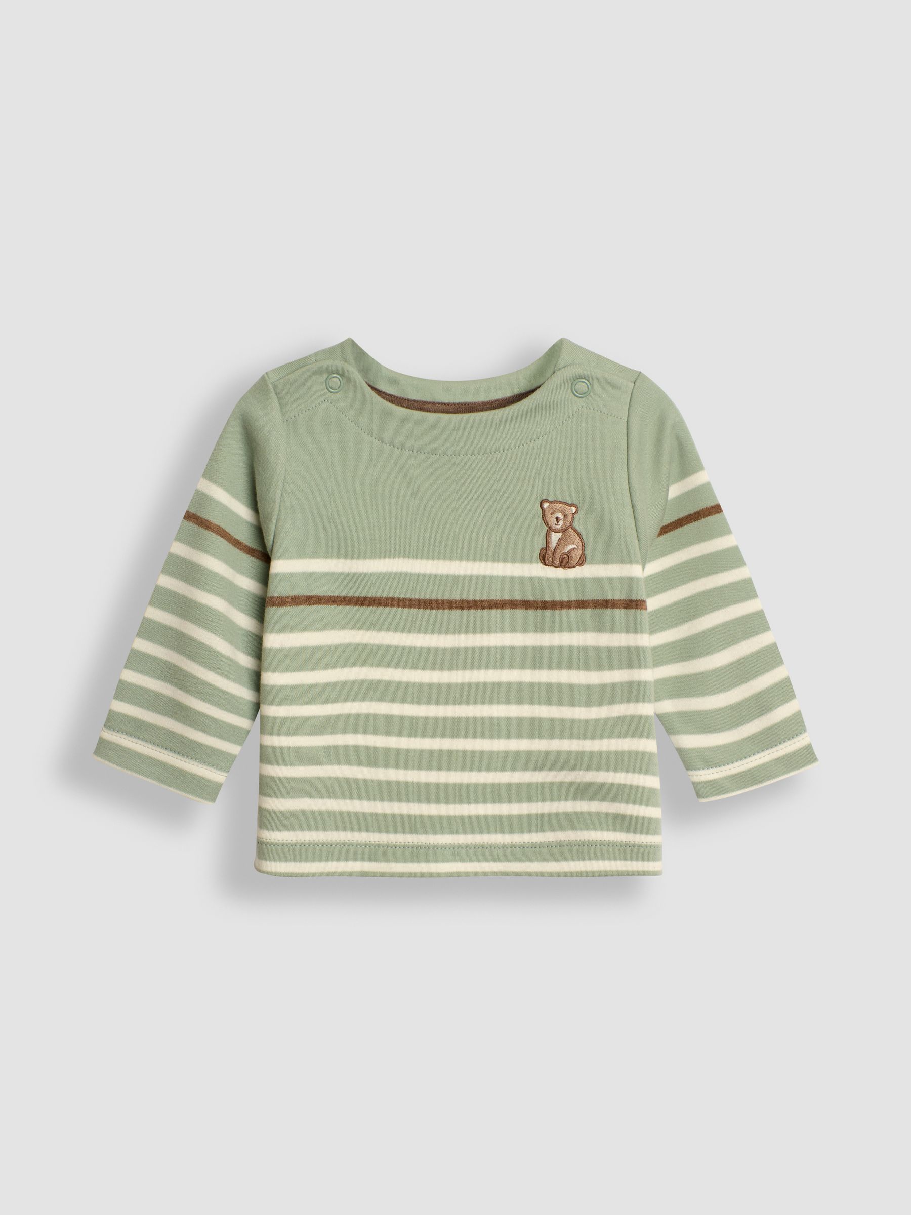 Green Bear Embroidered Breton Top And Rib Leggings Set