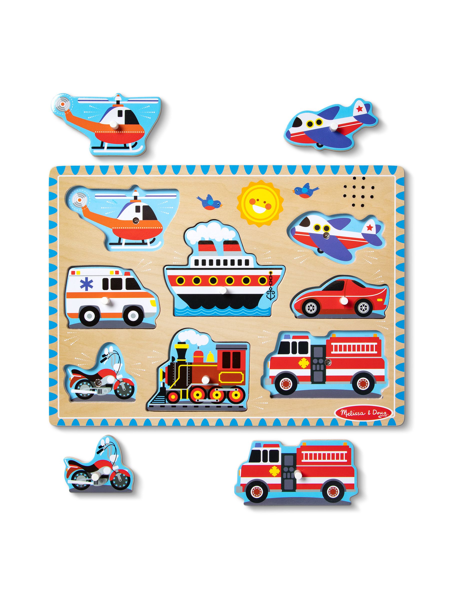 Melissa & Doug No Colour Vehicles Sound Puzzle - 8 Pieces