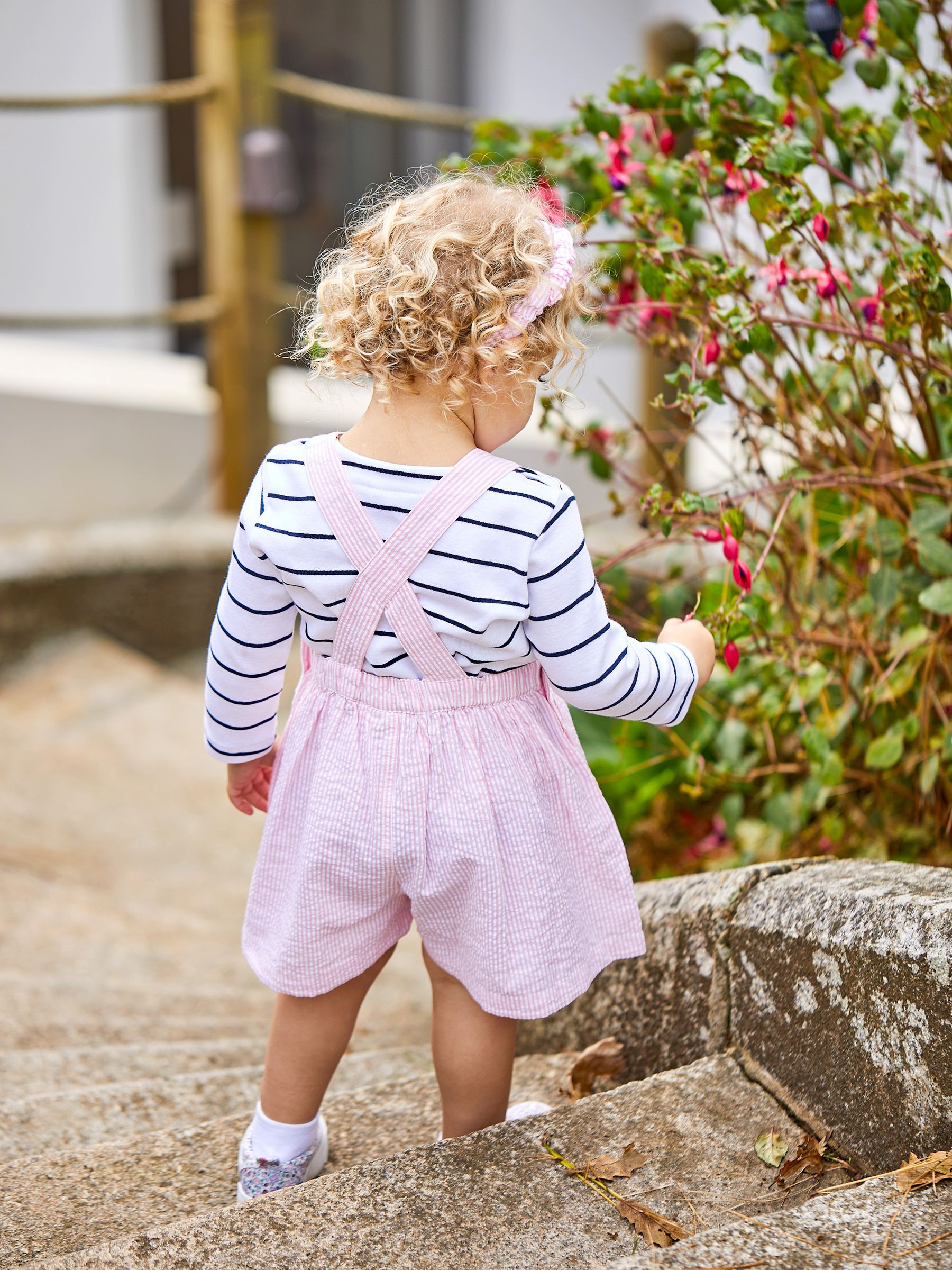 Pink Seersucker Stripe Culotte Dungarees