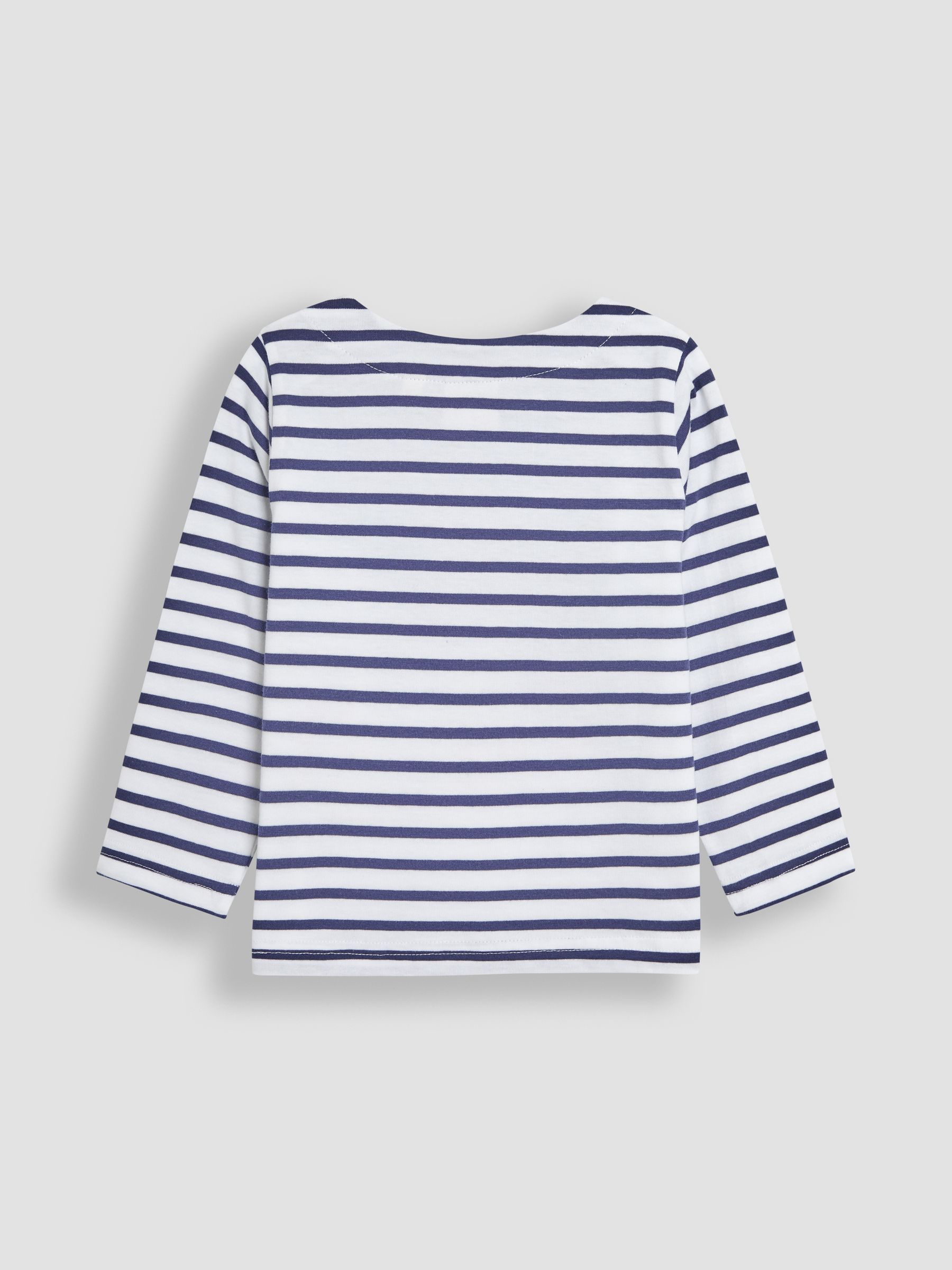 White Navy Stripe Cheetah Appliqué Top