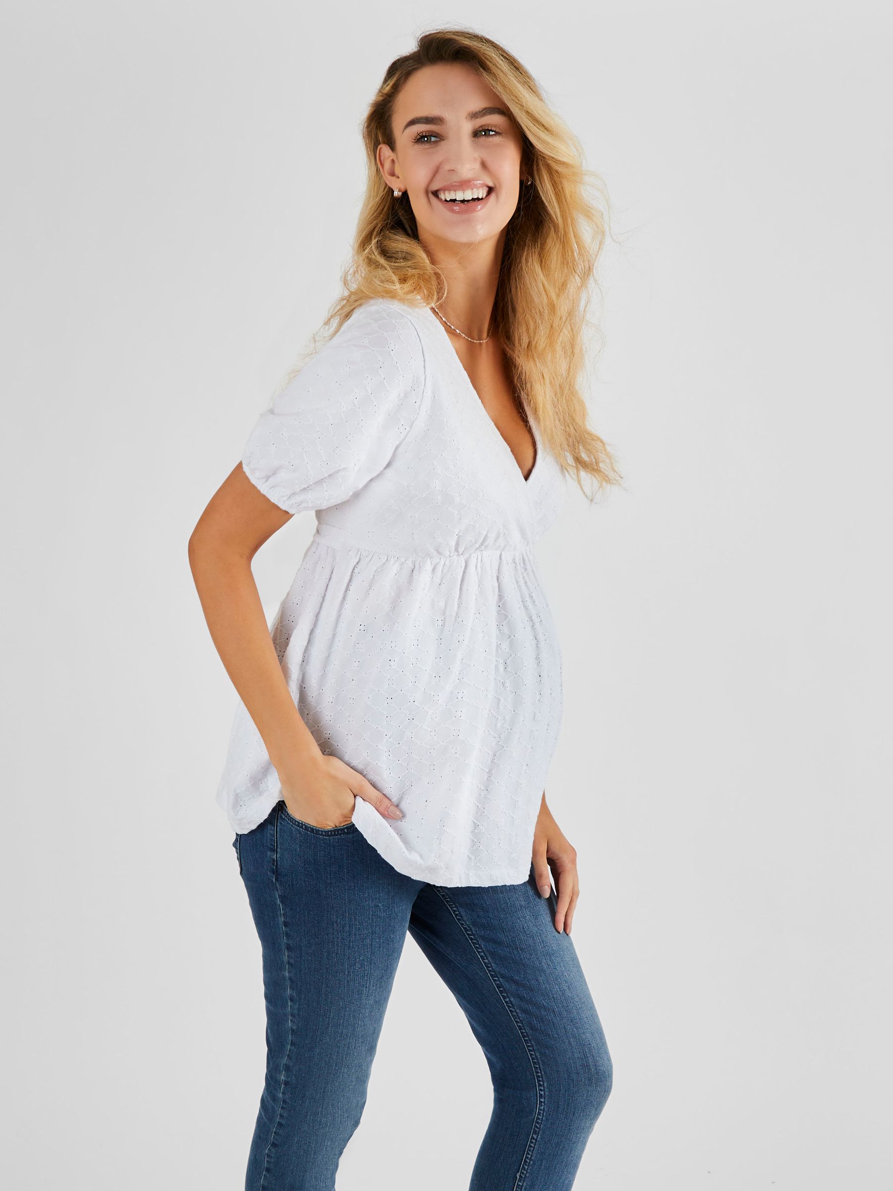 Broderie Maternity Top in White