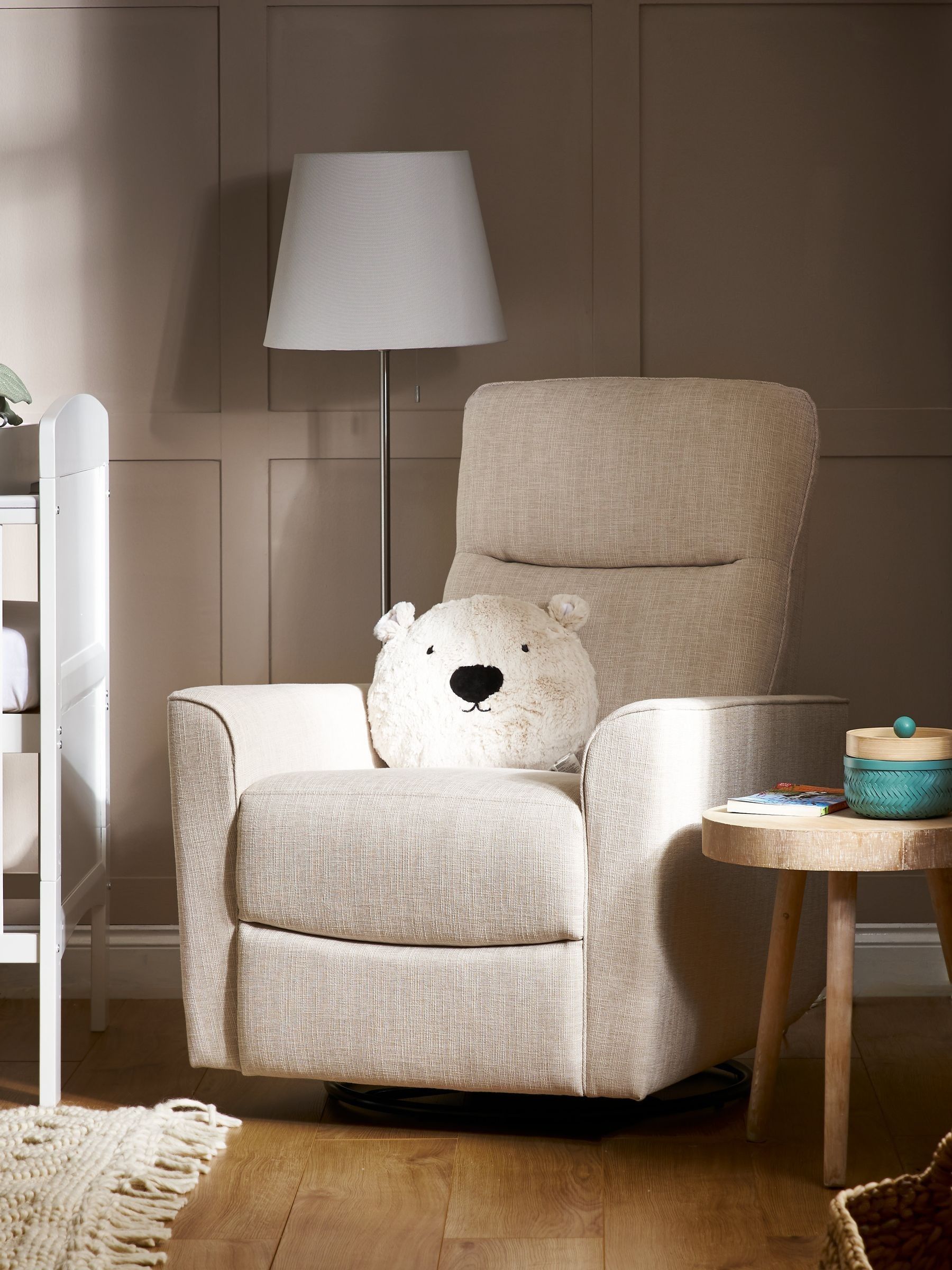 Obaby Oatmeal Savannah Swivel Glider Recliner Nursing Chair