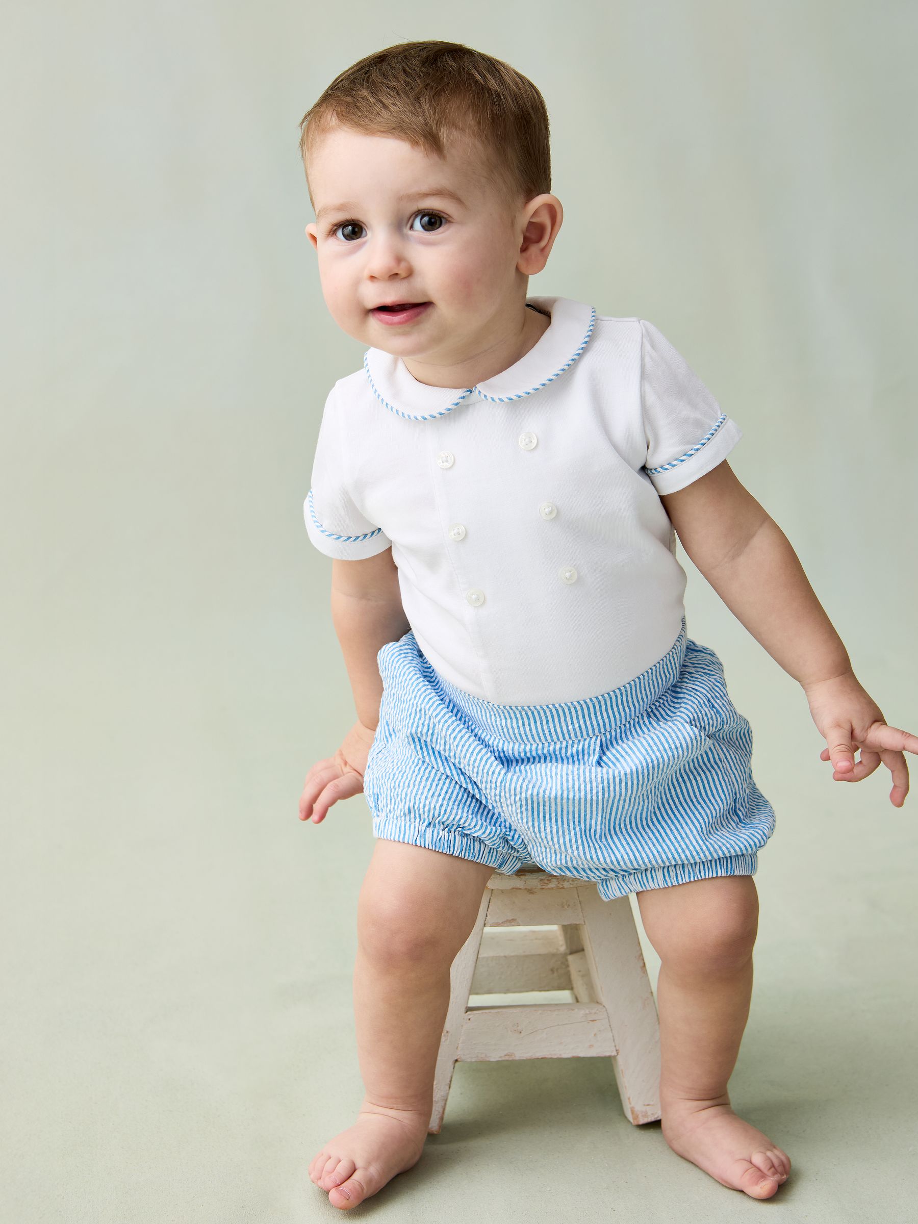 Blue 2-Piece Classic Body & Stripe Shorts Set