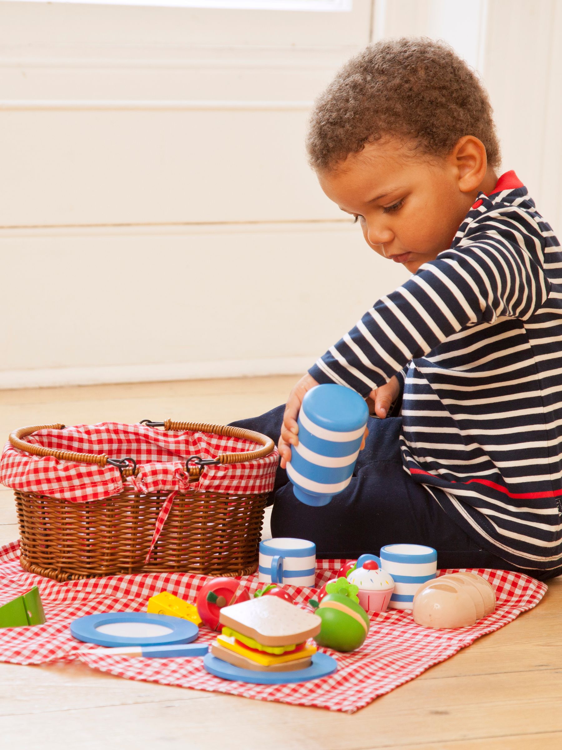 Picnic Basket With Wooden Food