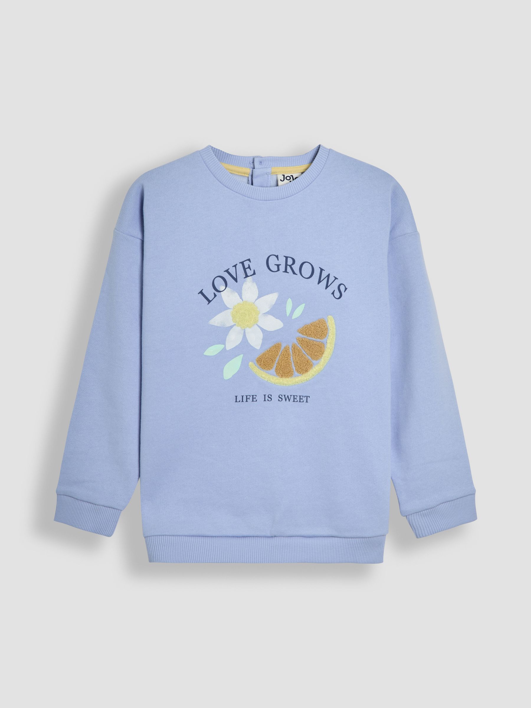 Cornflower Floral Appliqué Crew Neck Sweatshirt
