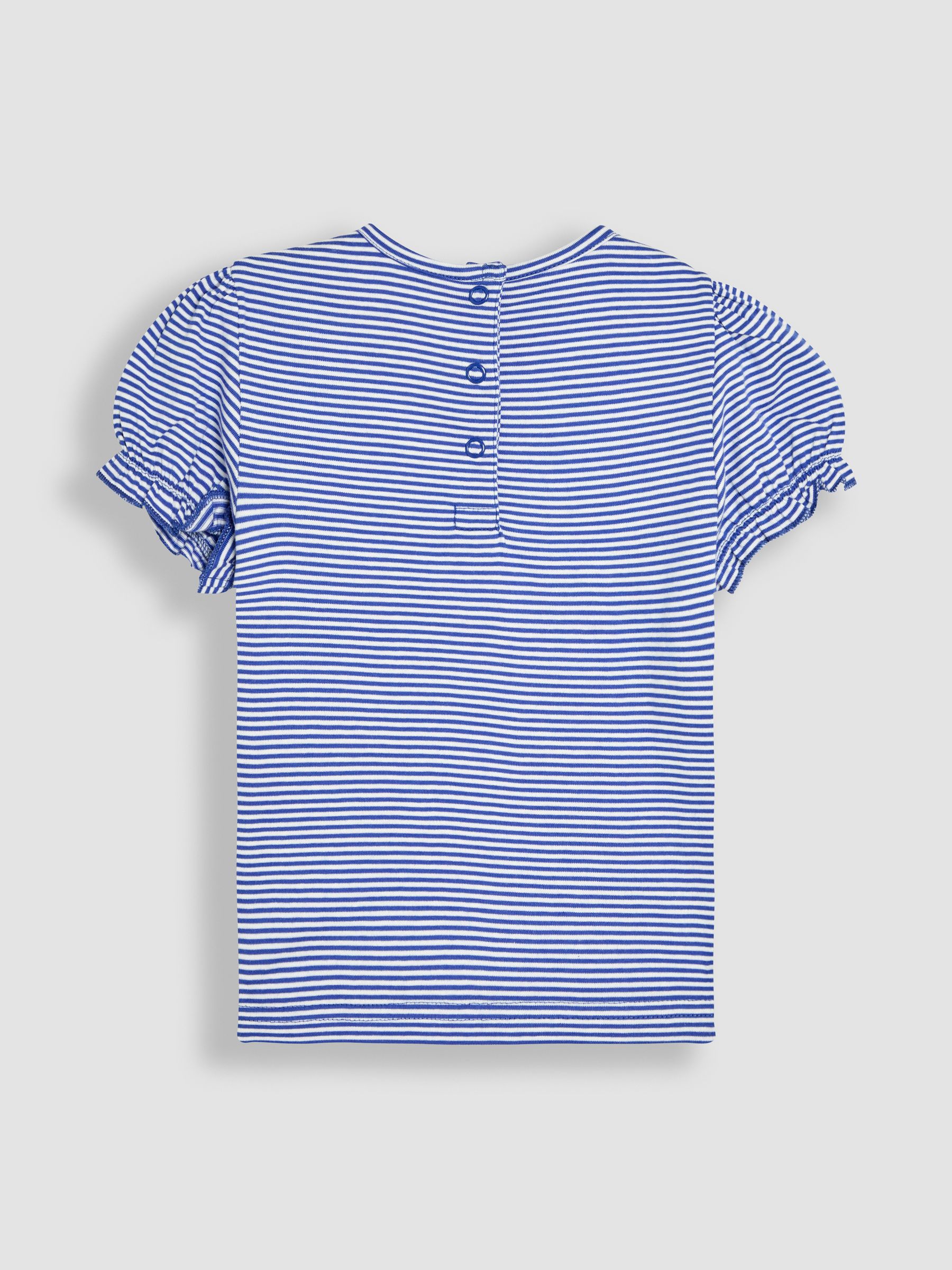 Cornflower Blue Strawberry Applique Puff Sleeve T-Shirt