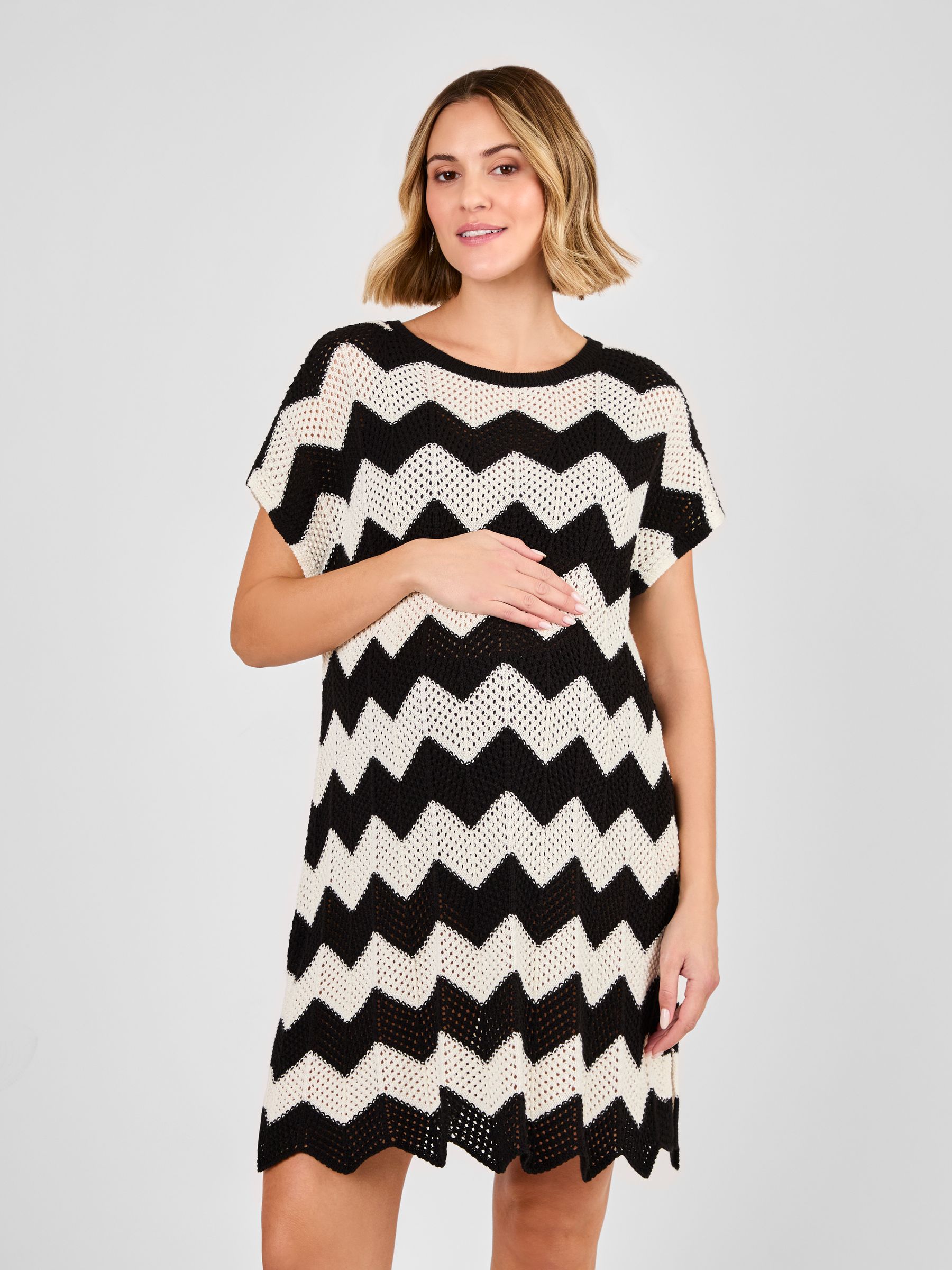 Cream Maternity Knitted Beach Cover-Up Dress