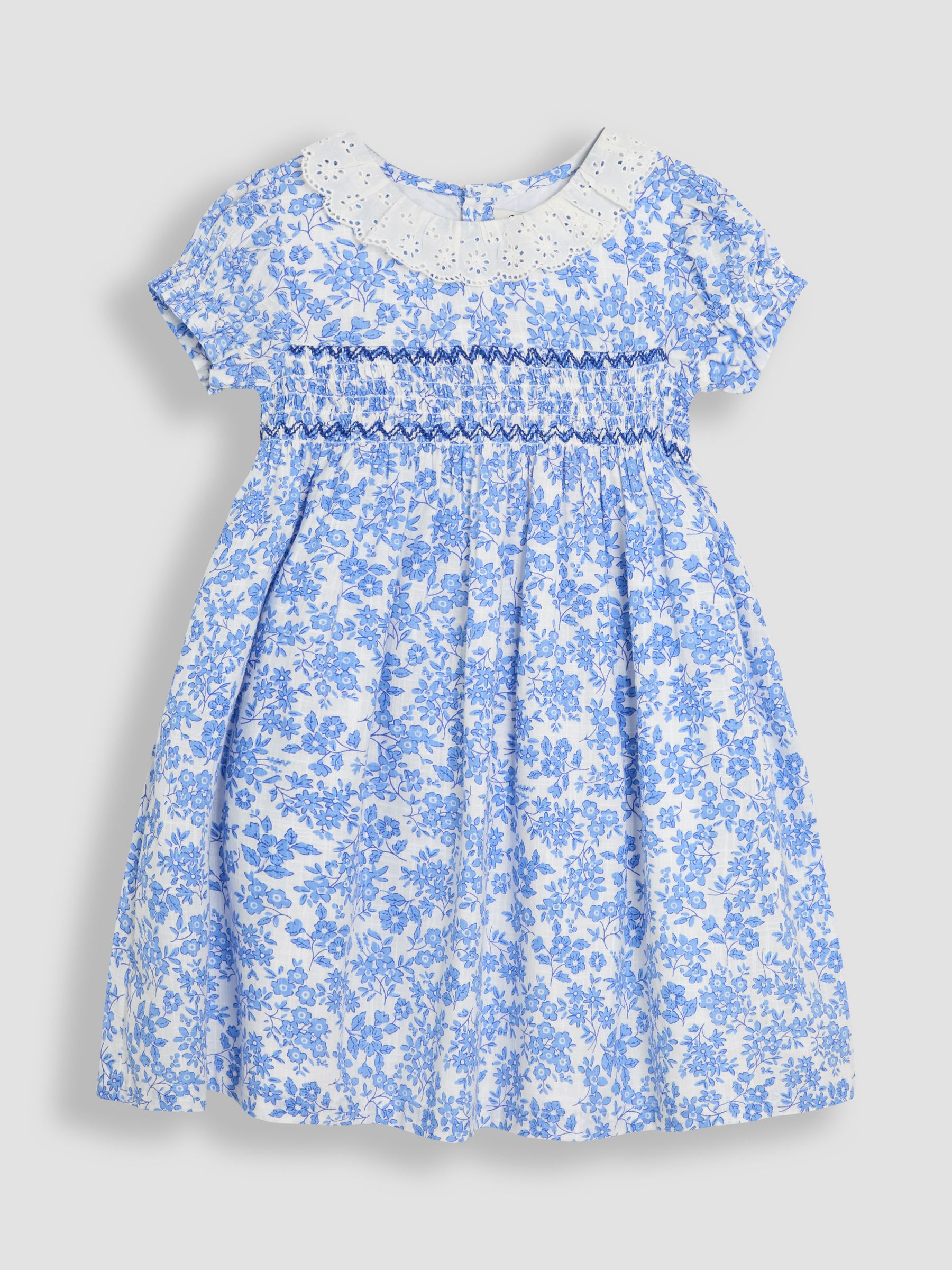 Pink Garden Floral Smocked Woven 100% Cotton Dress