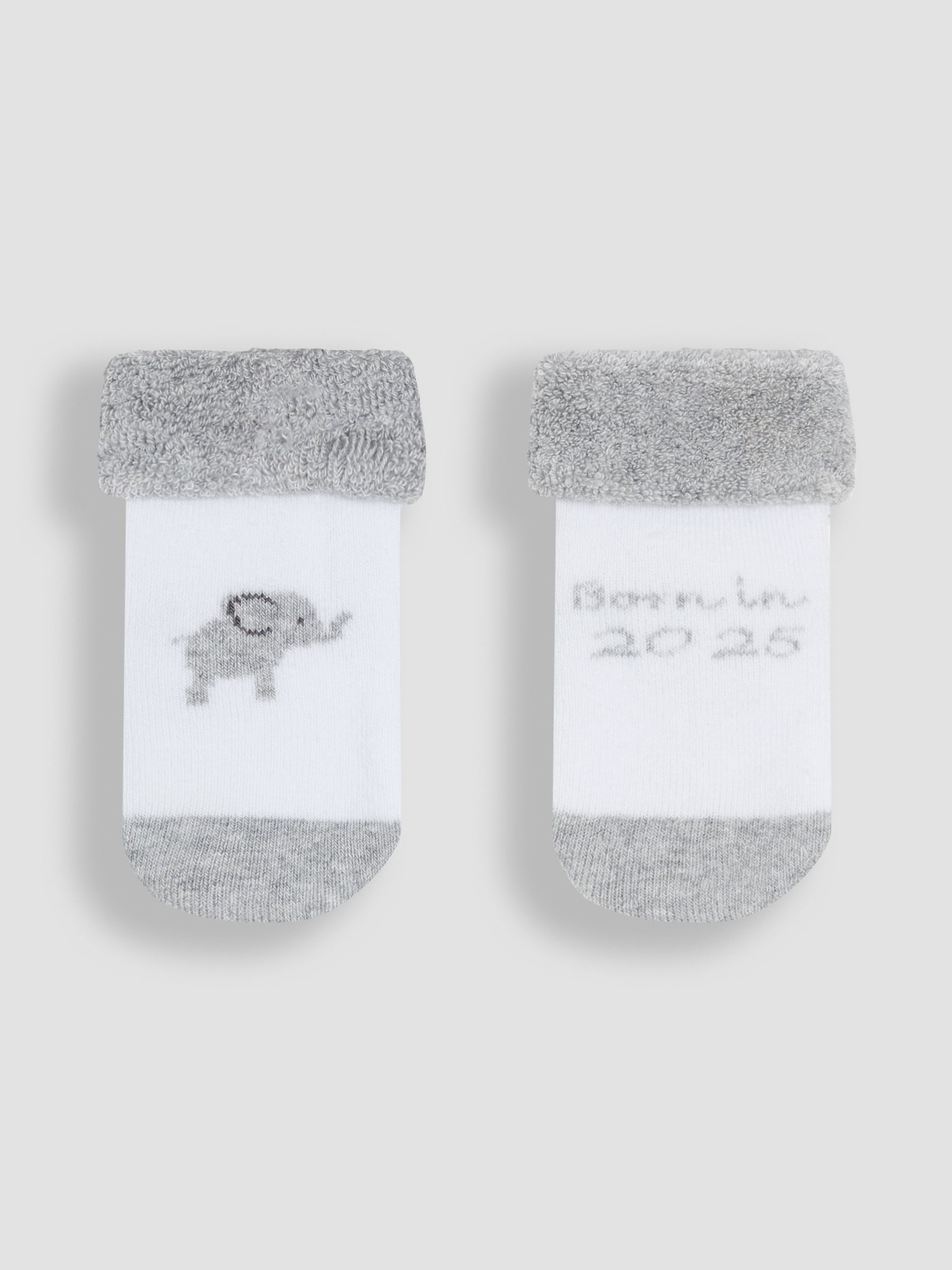 Grey 2-Pack Born In 2025 Baby Socks
