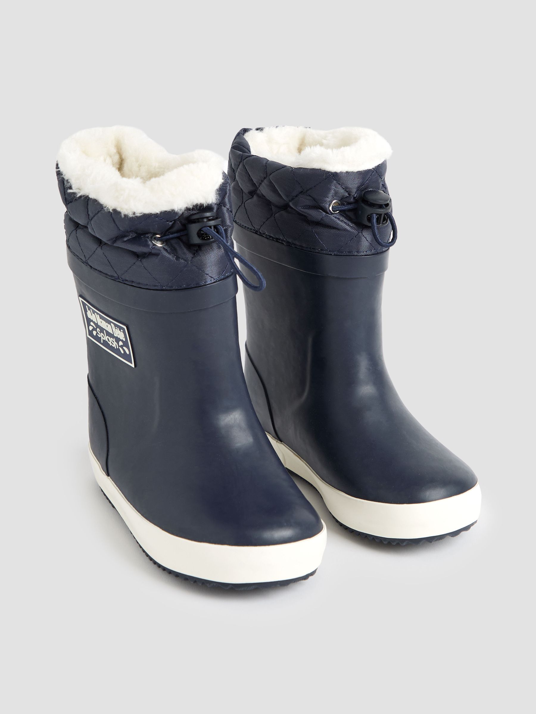 Navy Blue Cosy Lined Drawstring Top Wellies