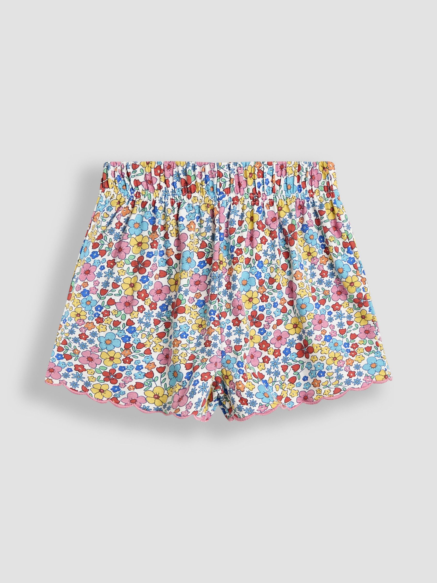 Green Floral 2-Pack Scallop Hem Shorts