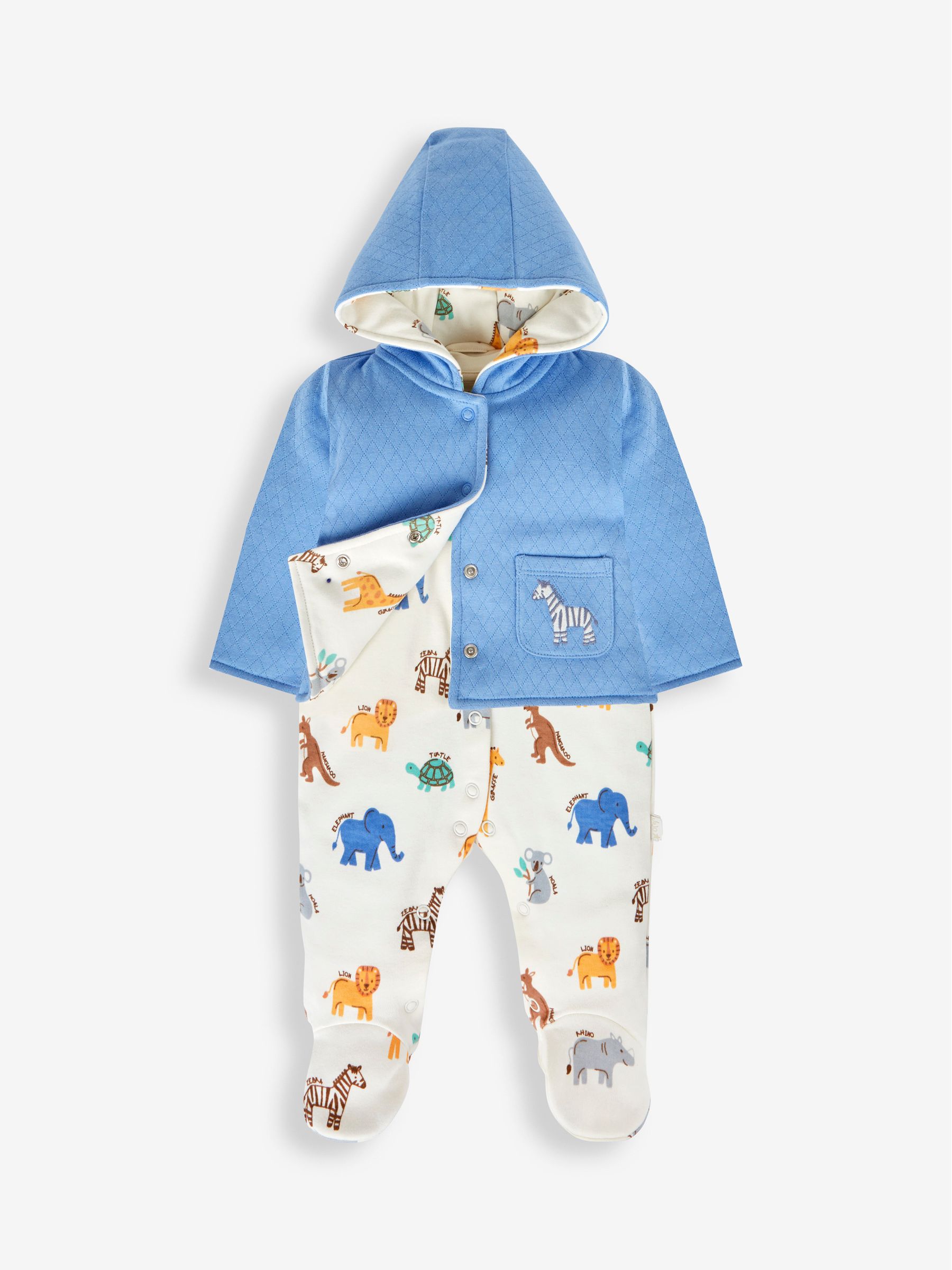 Blue 2-Piece Safari Sleepsuit & Jacket Set