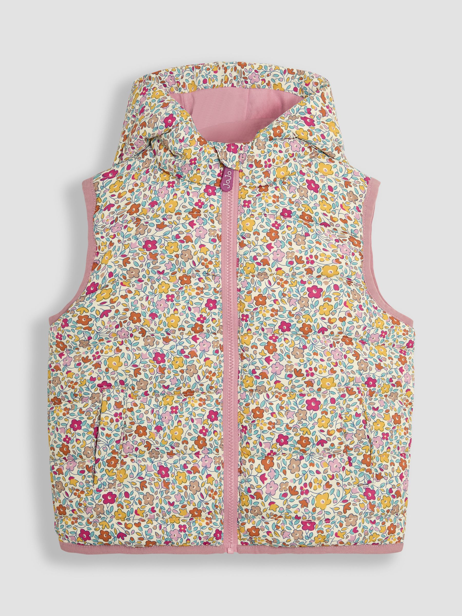 Cream Floral Quilted Puffer Gilet