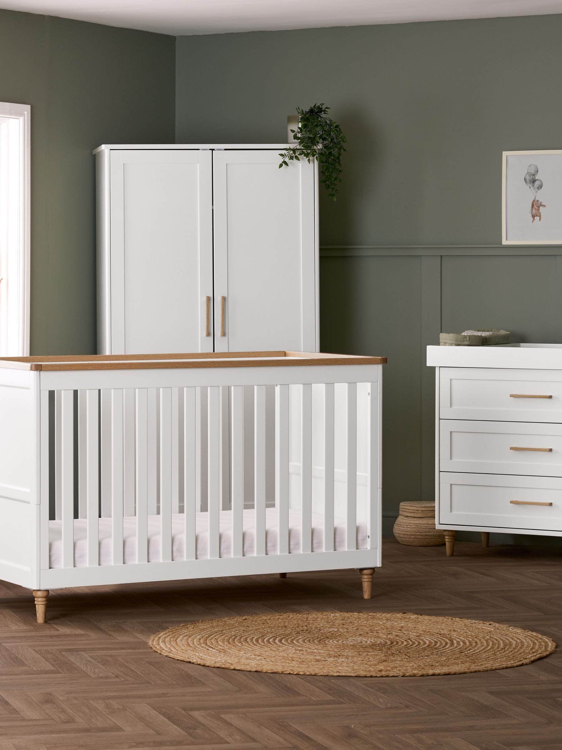 Obaby White with Natural Orla 3 Piece Nursery Furniture Set