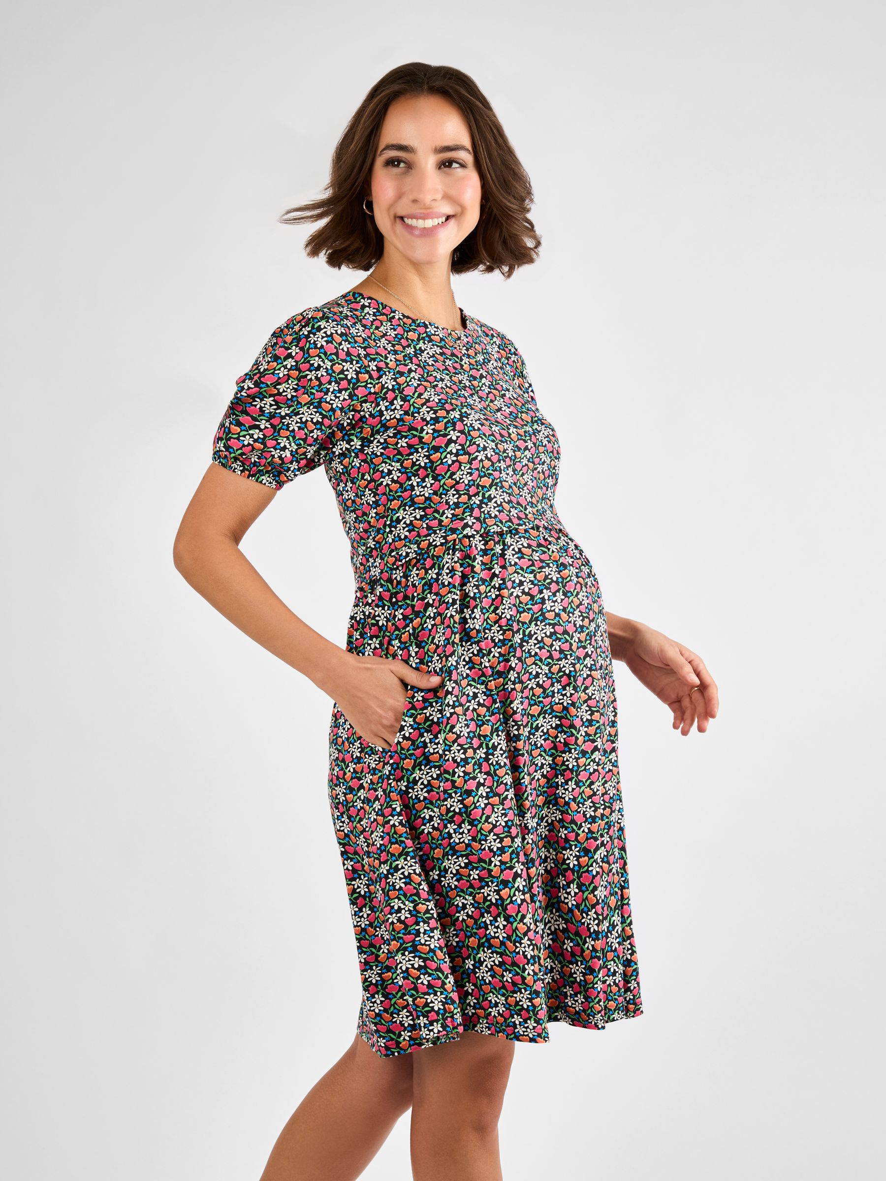 Black Double Layer Maternity & Nursing Jersey Dress