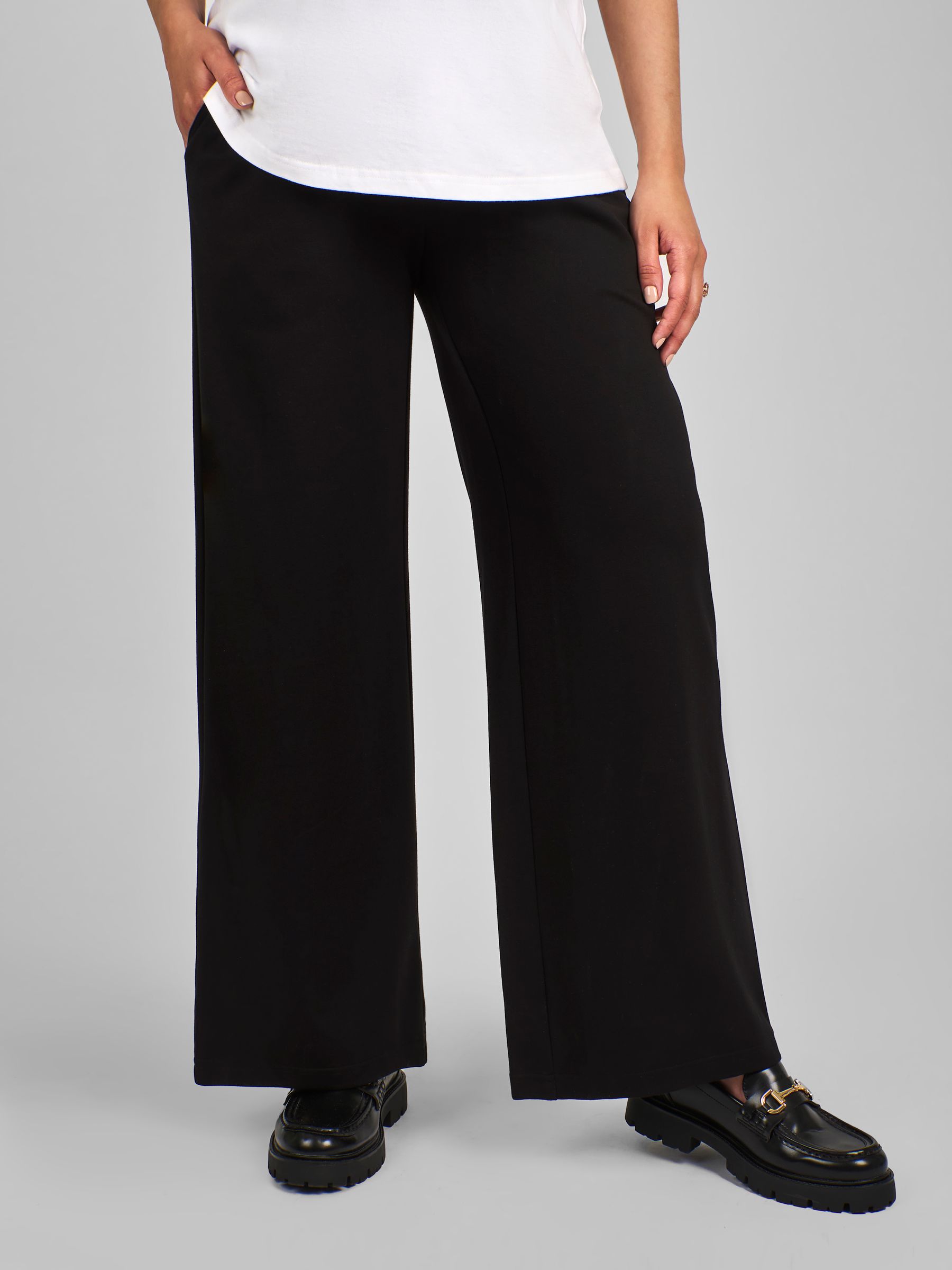 Black Jersey Maternity Wide Leg Trousers