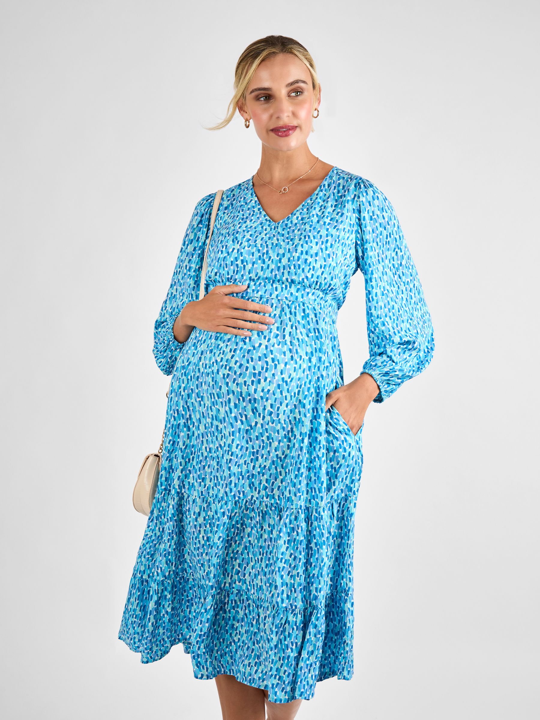Blue Maternity & Nursing Midaxi Dress