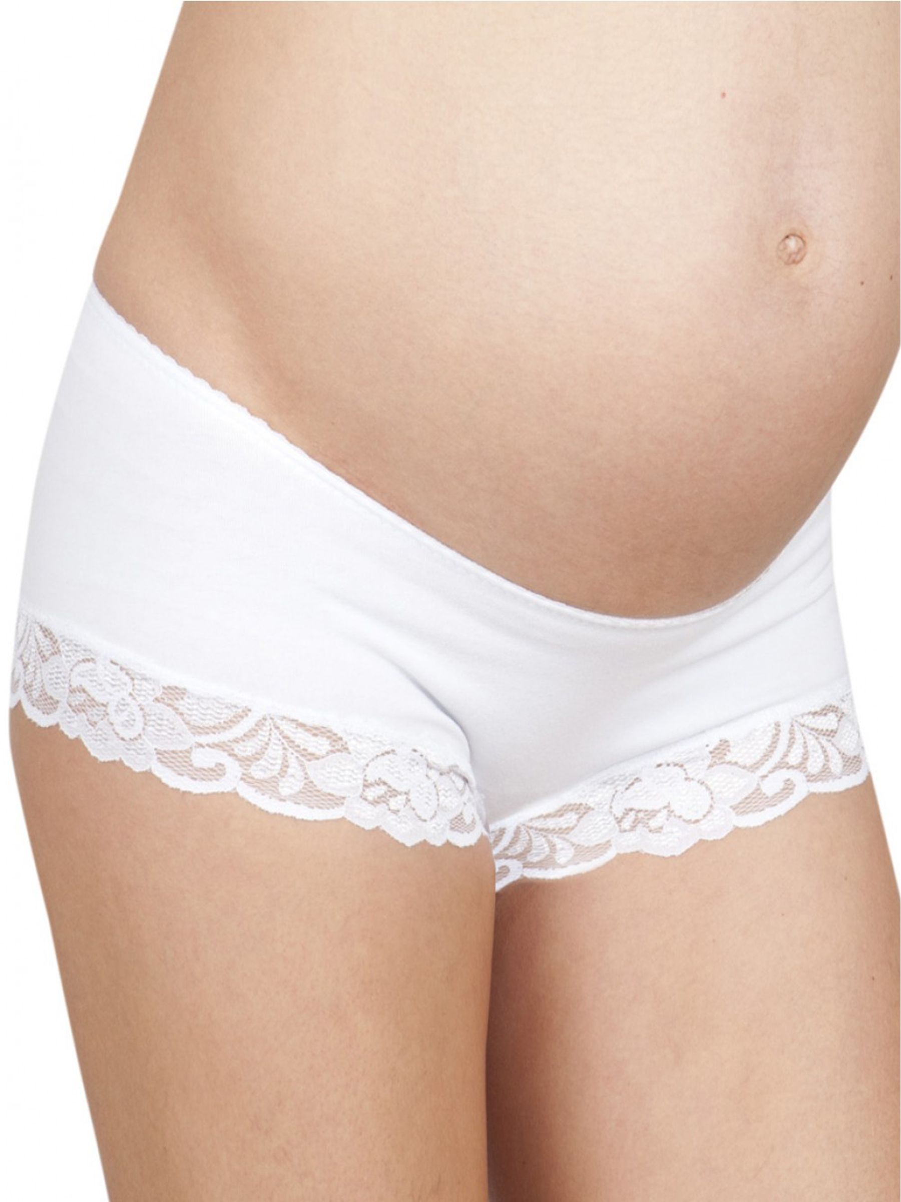 White Lace Trim Maternity Shorts 3 Pack