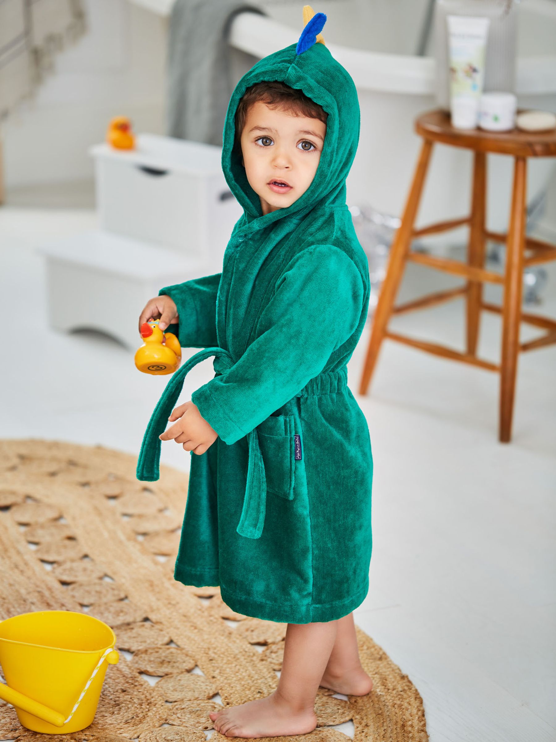 Green Personalised Dinosaur Cotton Dressing Gown