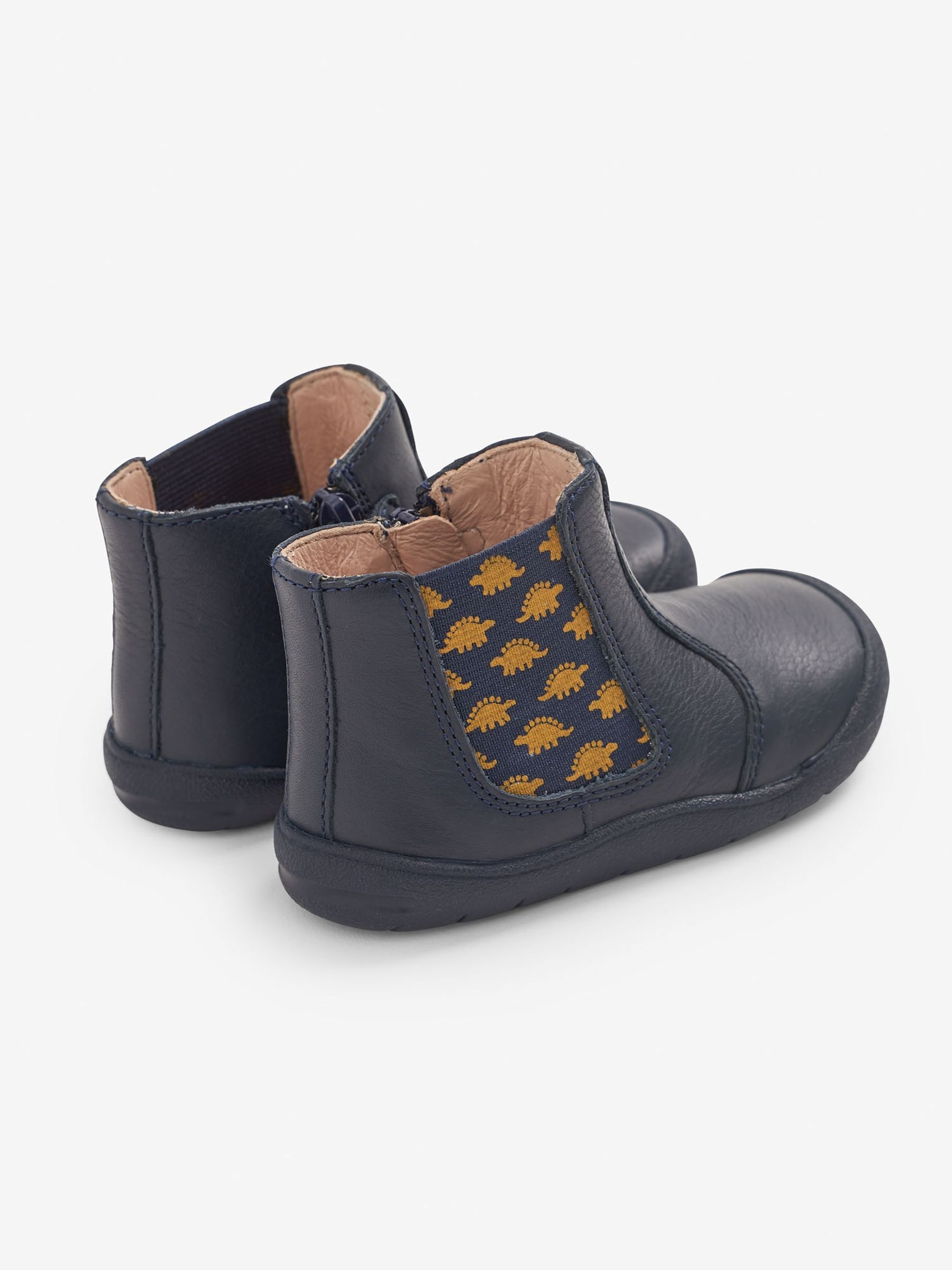 Navy Start-Rite Navy Dino Leather Boots