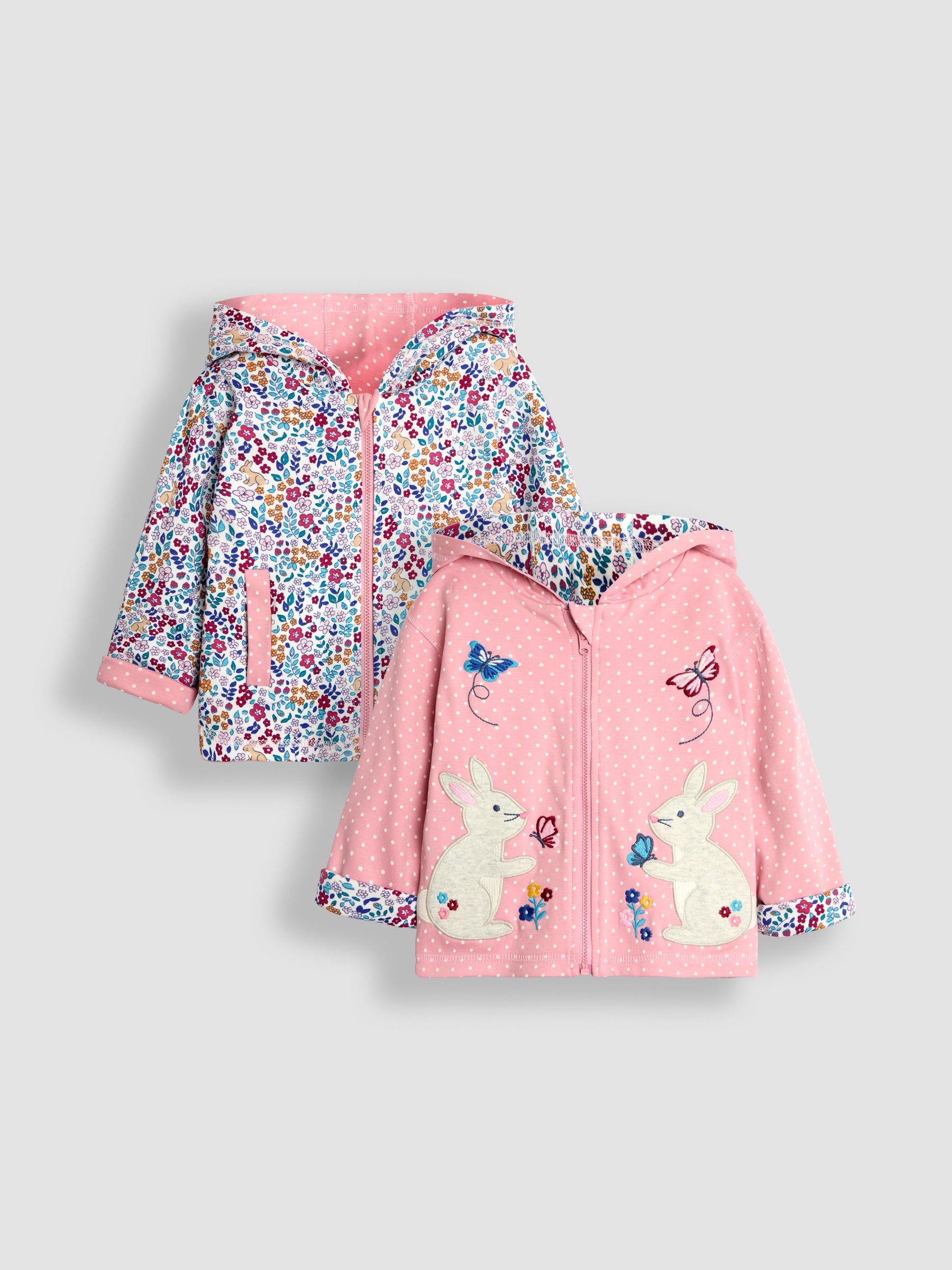 Rose Pink Bunny Appliqué Reversible Hoodie