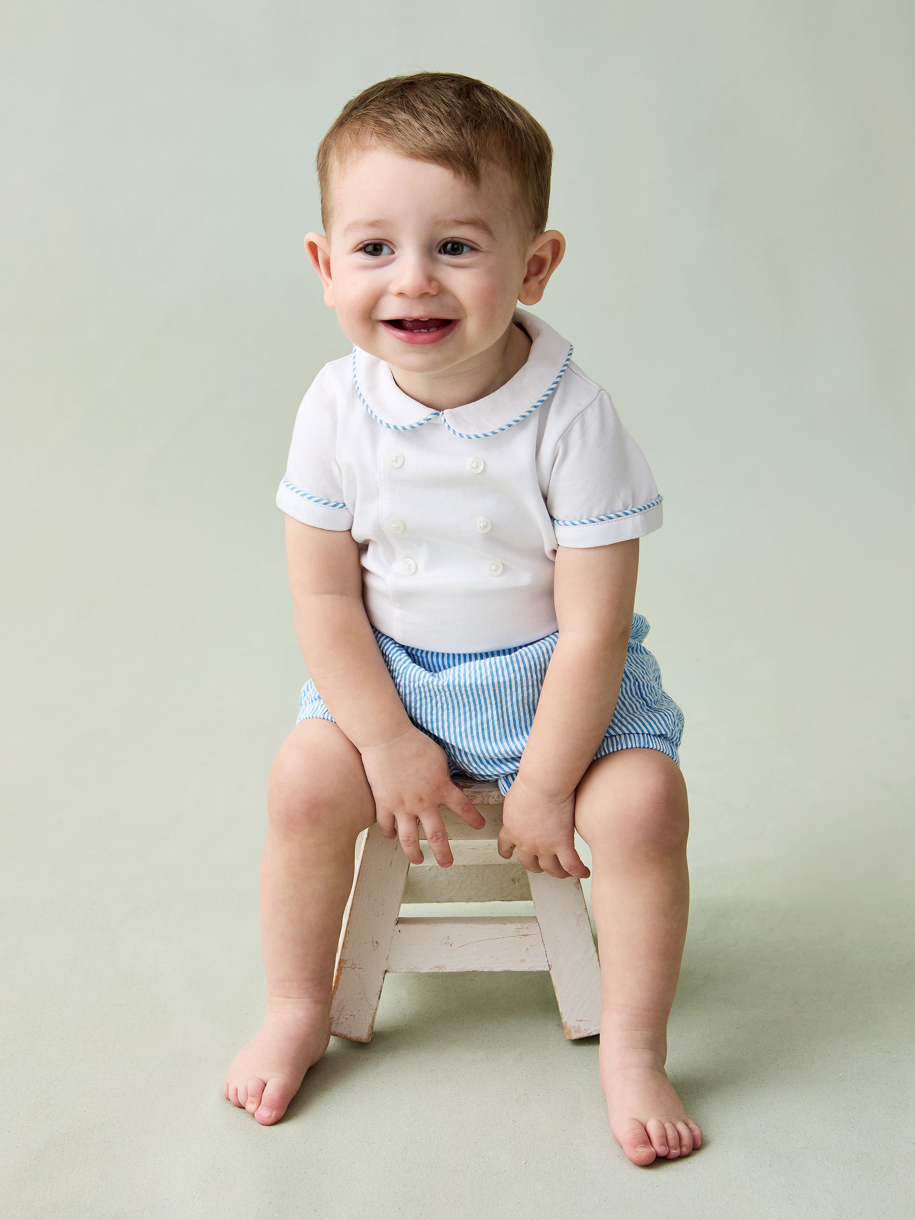 Blue 2-Piece Classic Body & Stripe Shorts Set