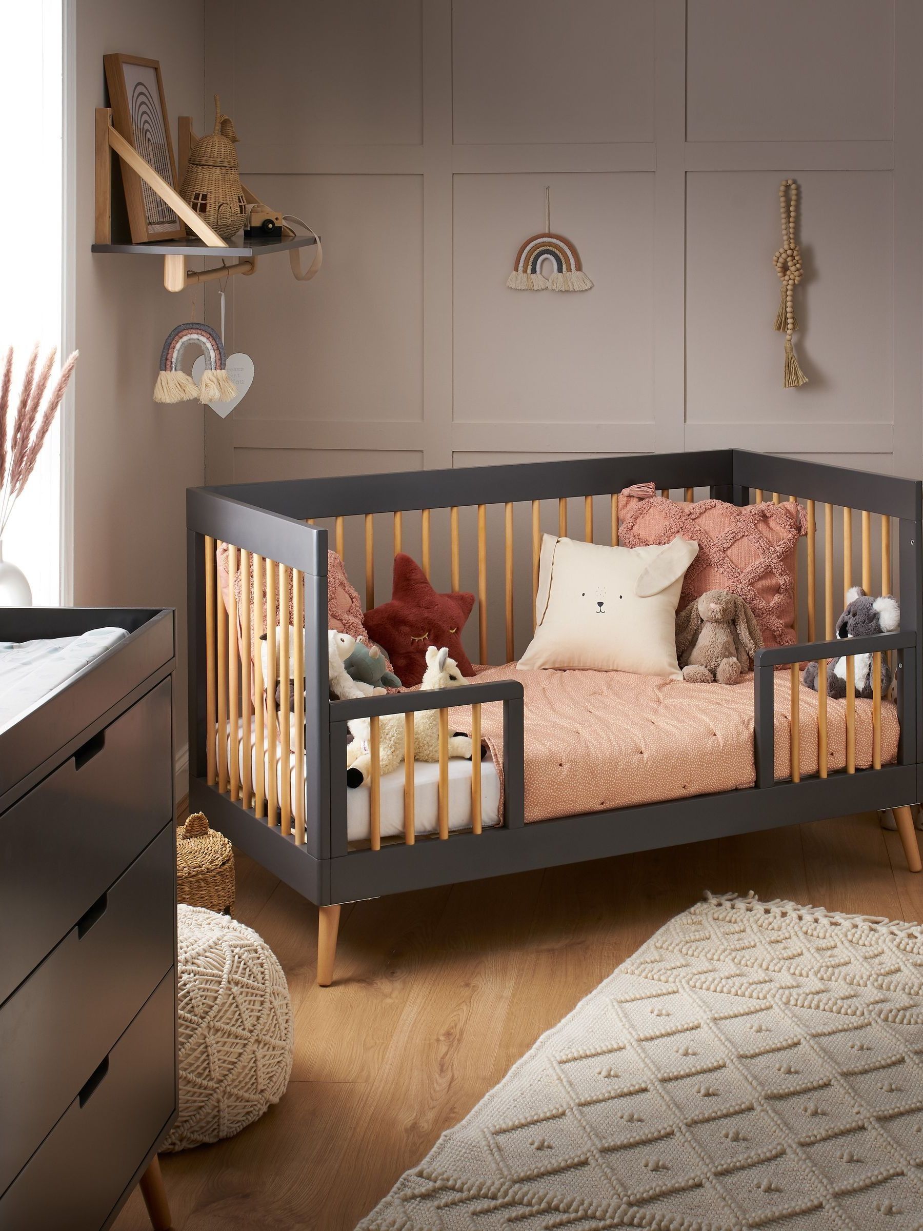Obaby Grey Regular Maya Cot Bed
