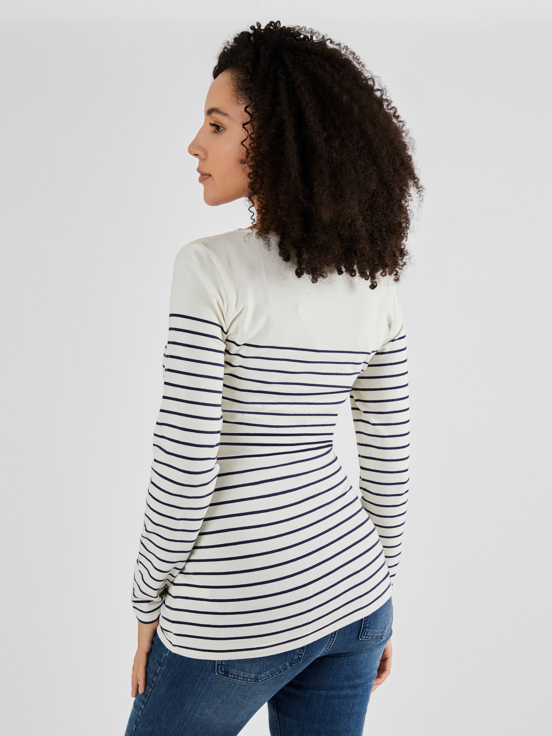 Ecru Cream Navy Stripe Breton Stripe Nursing Top