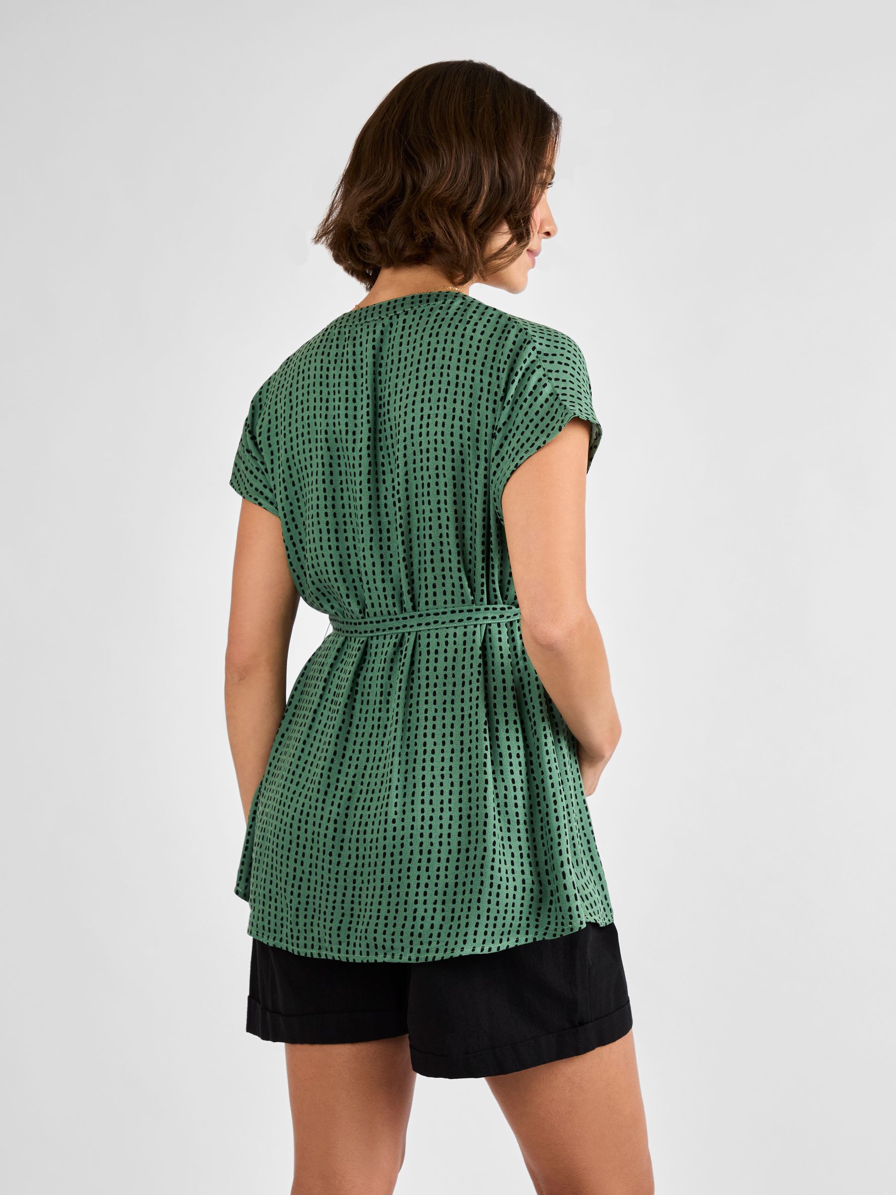 Khaki Printed Sleeveless Maternity Blouse