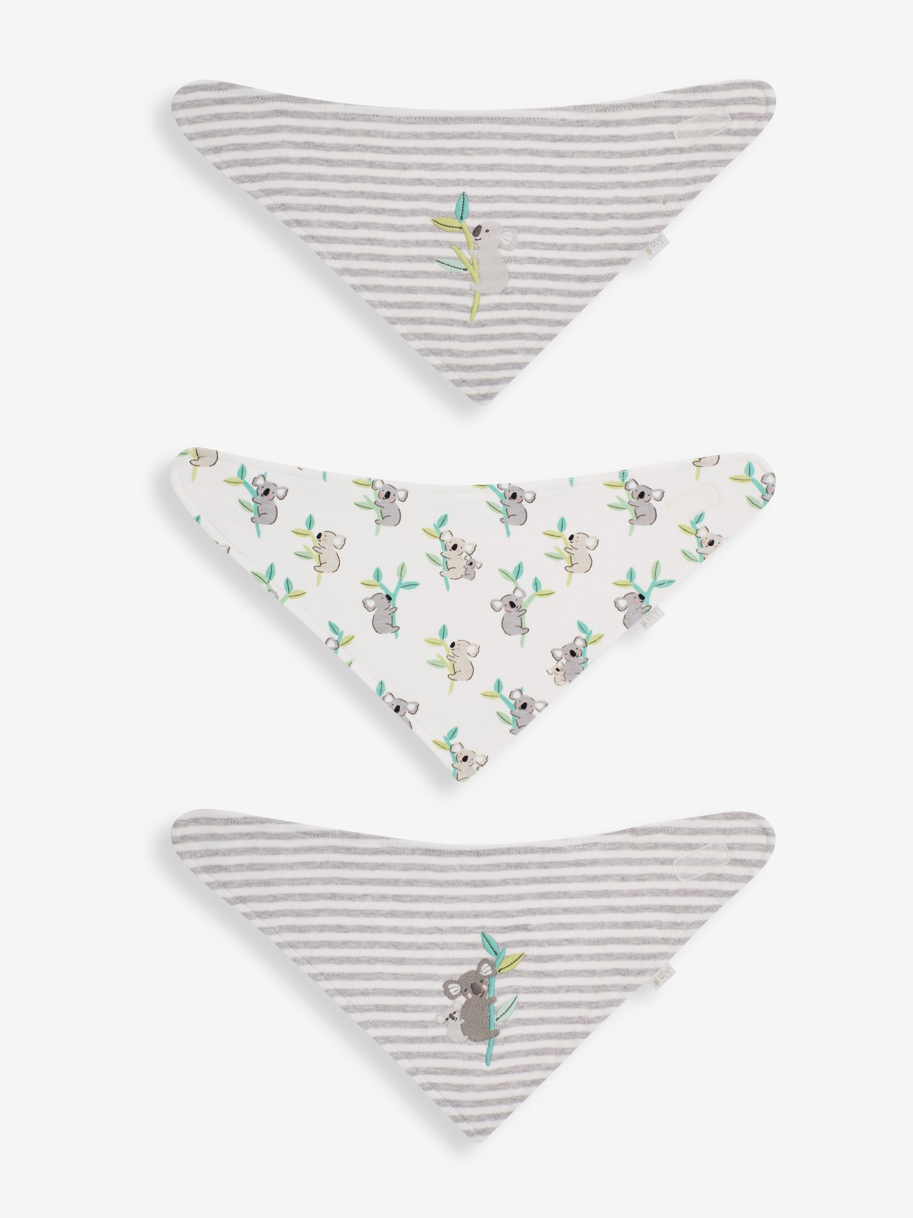 Grey Koala Cotton Baby Dribble Bibs 3 Pack