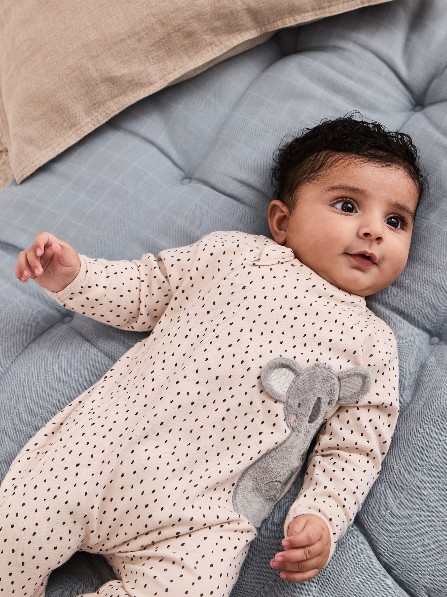 White Footed Appliqué Zip Sleepsuit