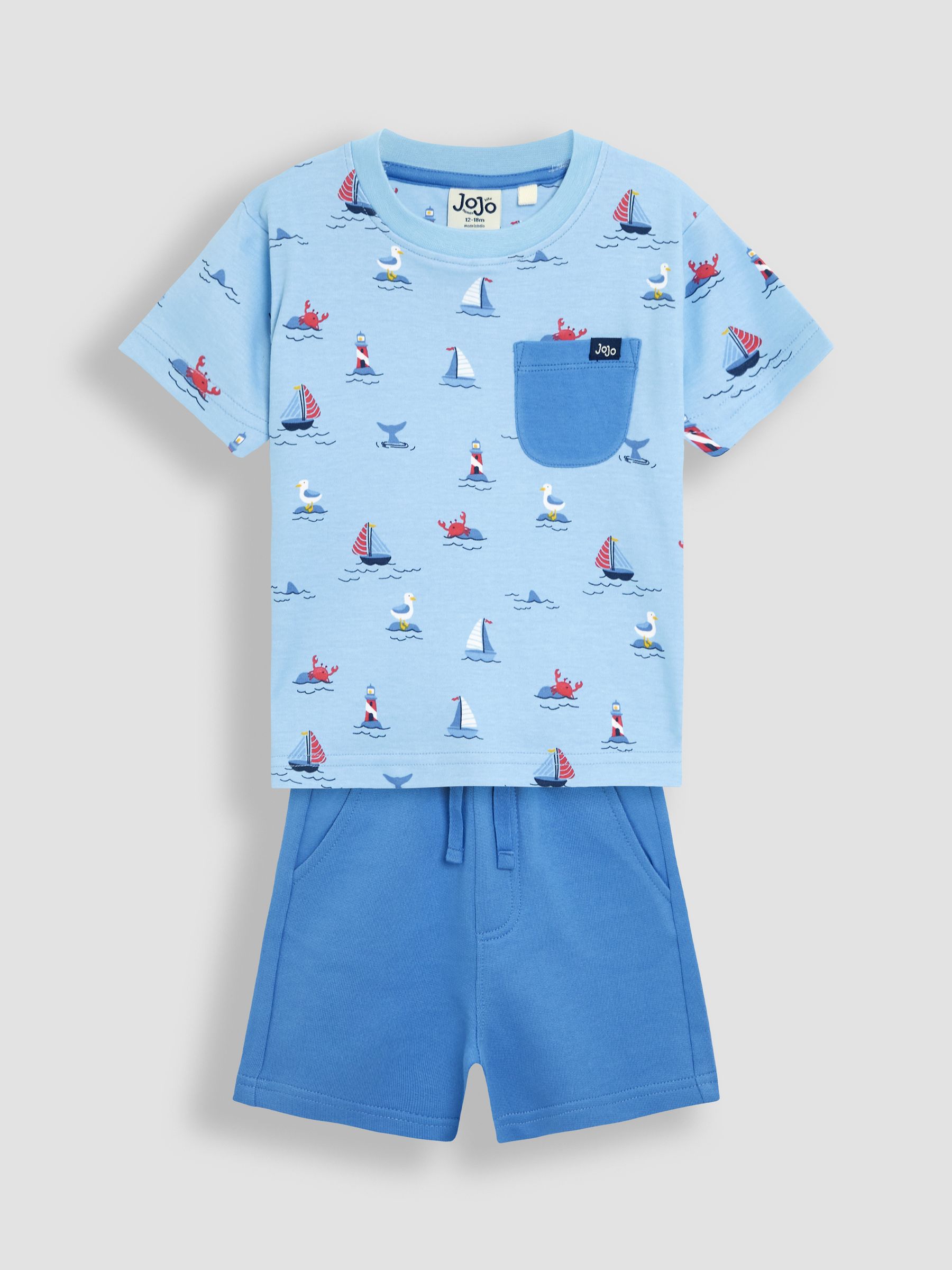 Blue Boat 100% Cotton Prtinted T-Shirt & Shorts Set
