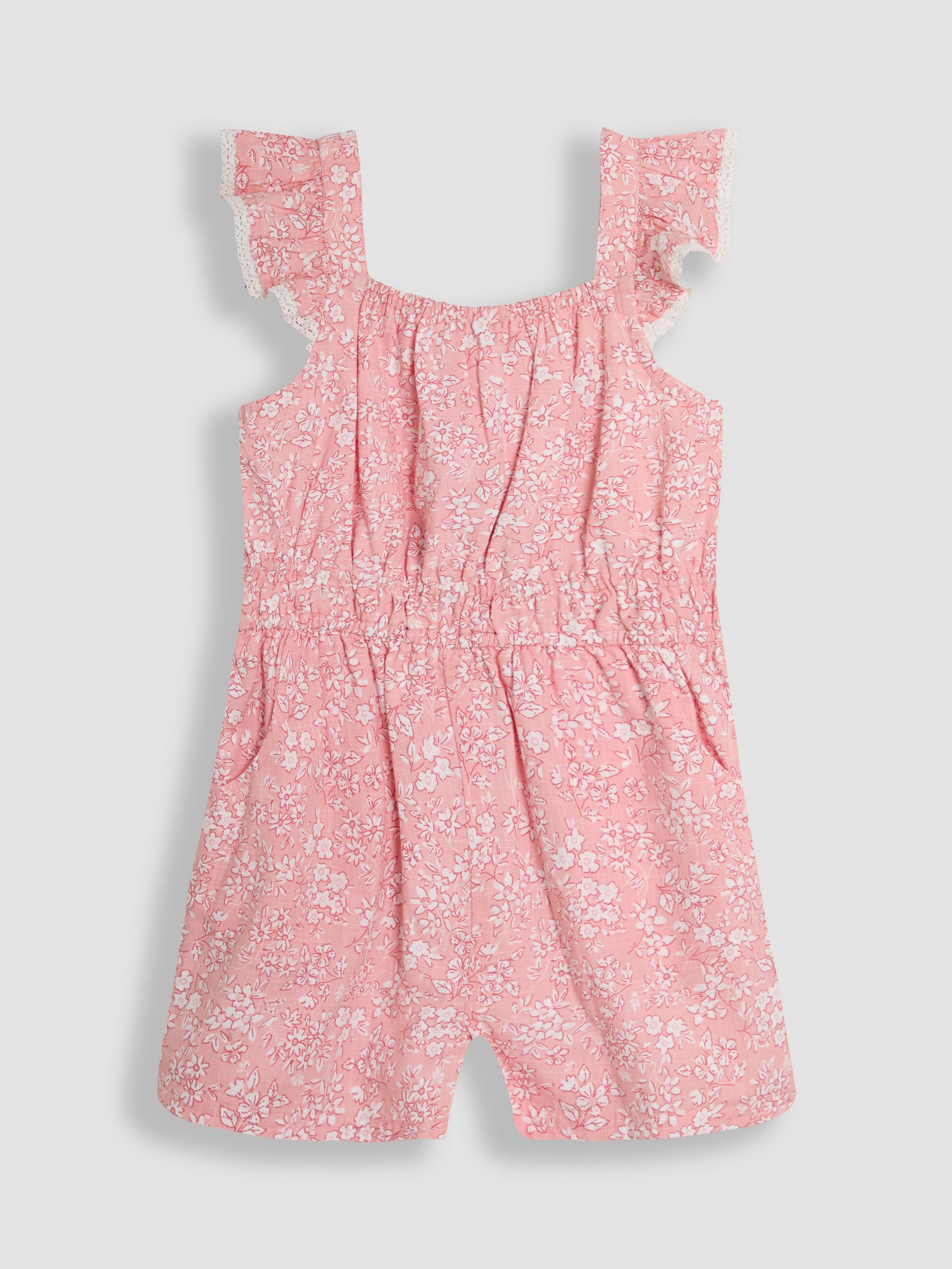 Pink Ditsy Floral Ruffle Shoulder Woven Playsuit