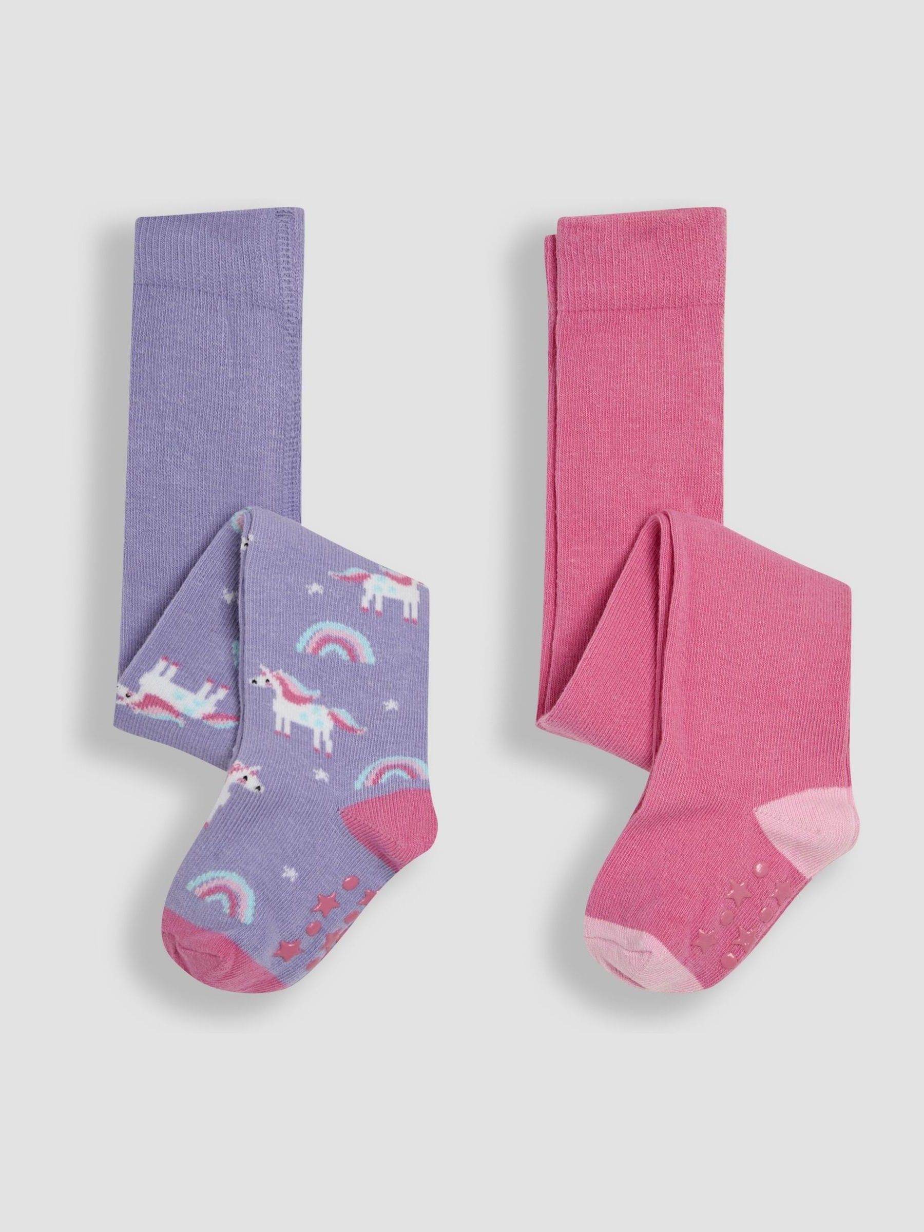 Pink Cotton Rich Unicorn Tights 2 Pack