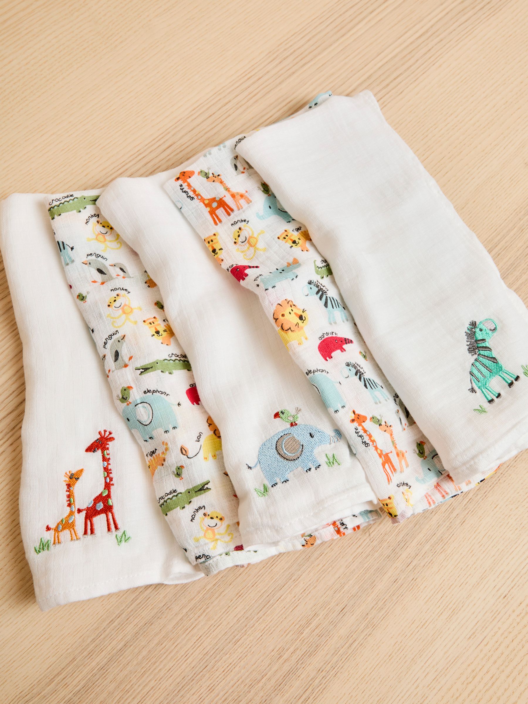 Hello World 5-Pack Embroidered Muslin Squares