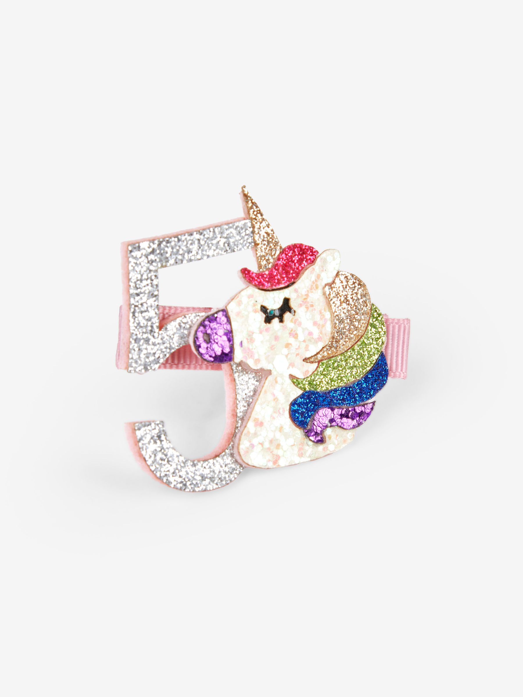 Pink 5th Birthday Glitter Clip
