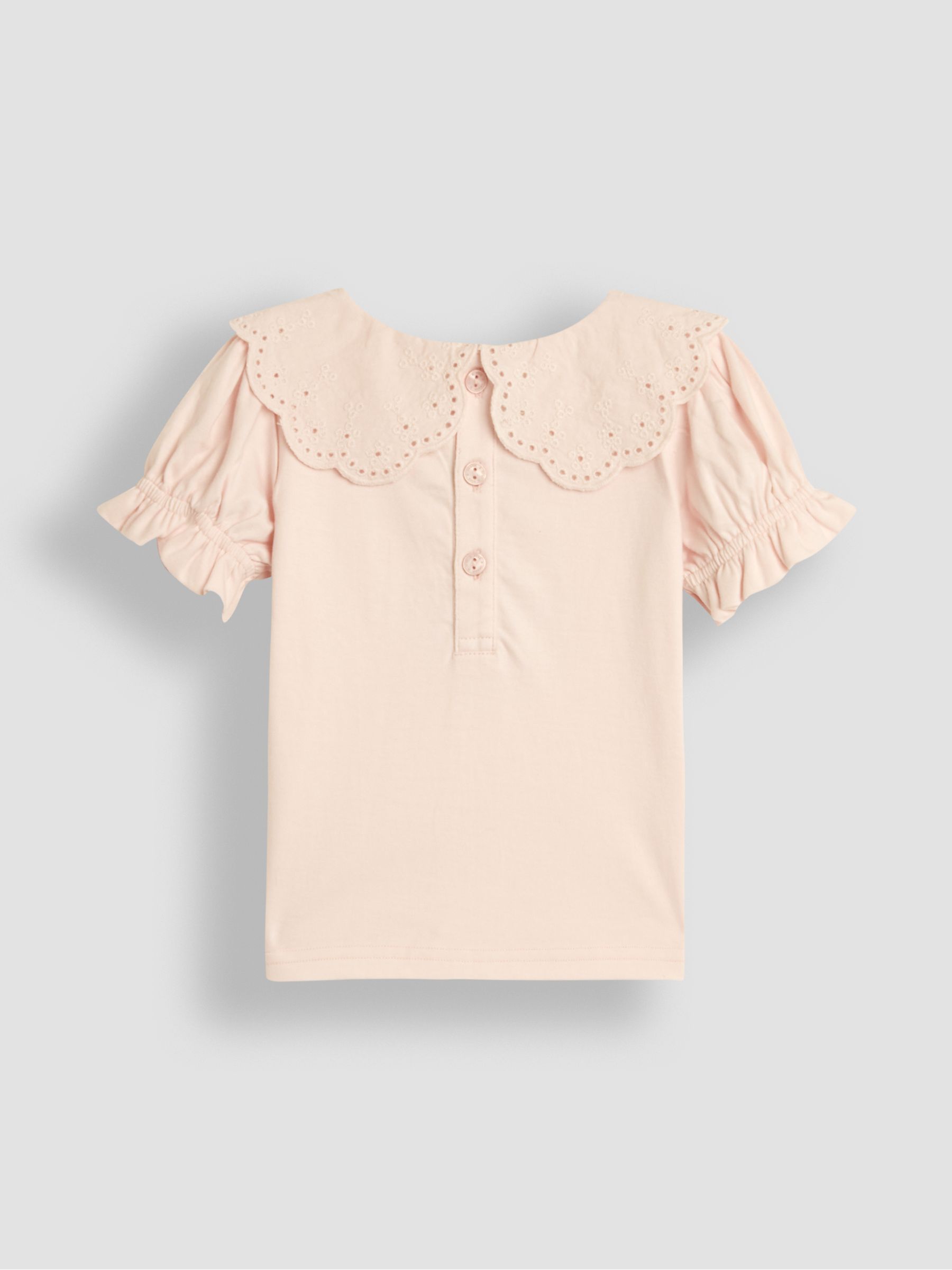 Pink Broderie Collar T-Shirt